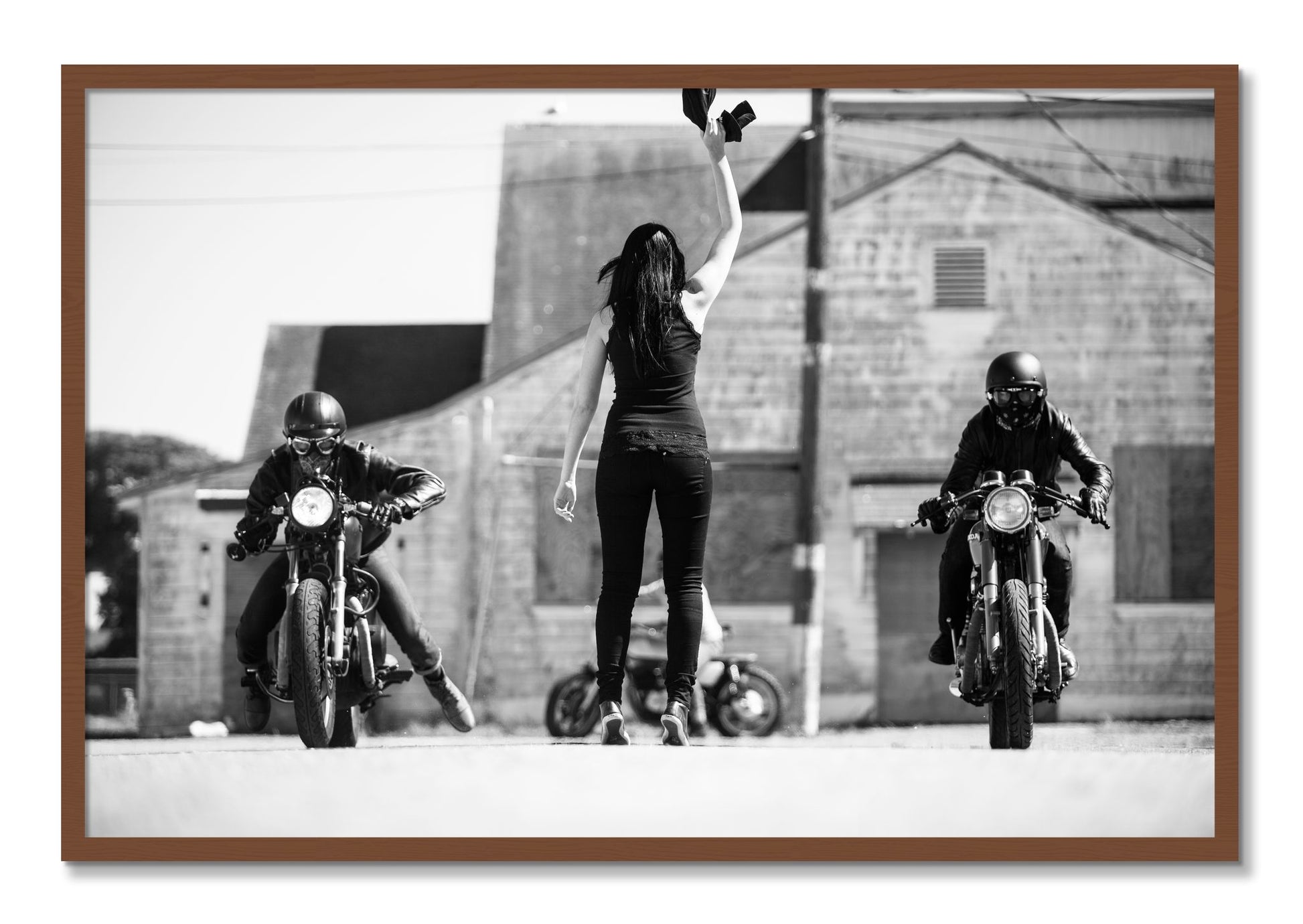 Framed photograph of On Your Mark by Dylan Ozanich, Walnut frame, Full Bleed