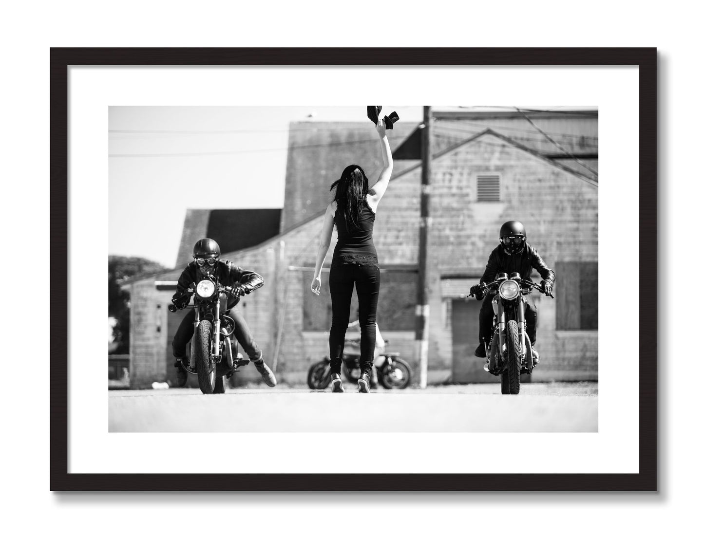 Framed photograph of On Your Mark by Dylan Ozanich, Black Walnut frame, Borders