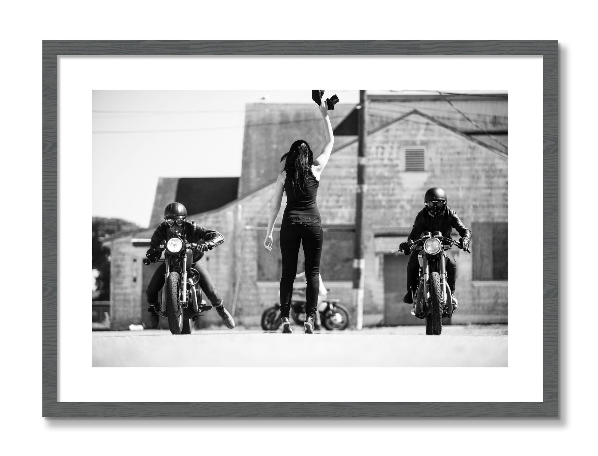 Framed photograph of On Your Mark by Dylan Ozanich, Grey frame, Borders