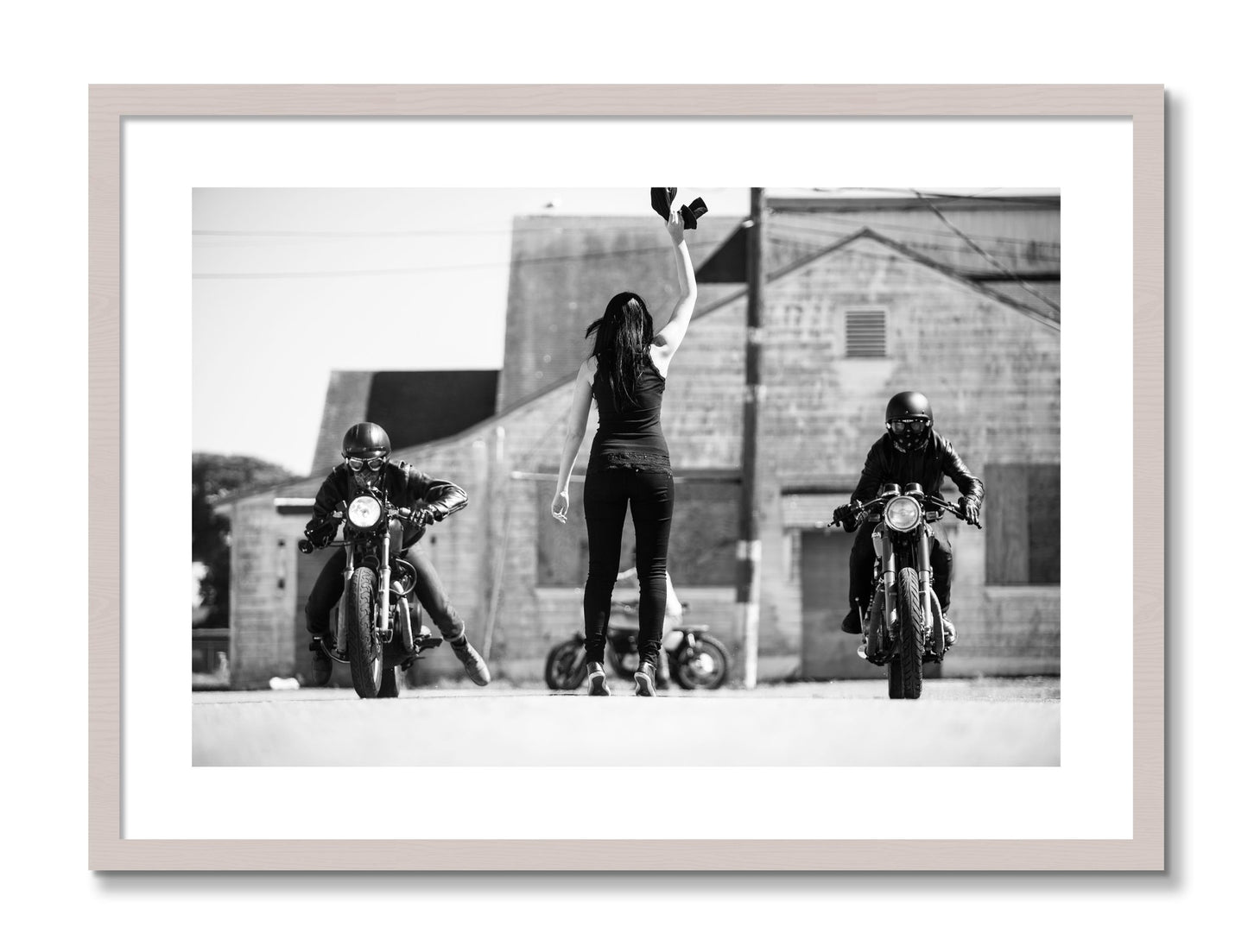 Framed photograph of On Your Mark by Dylan Ozanich, White Maple frame, Borders