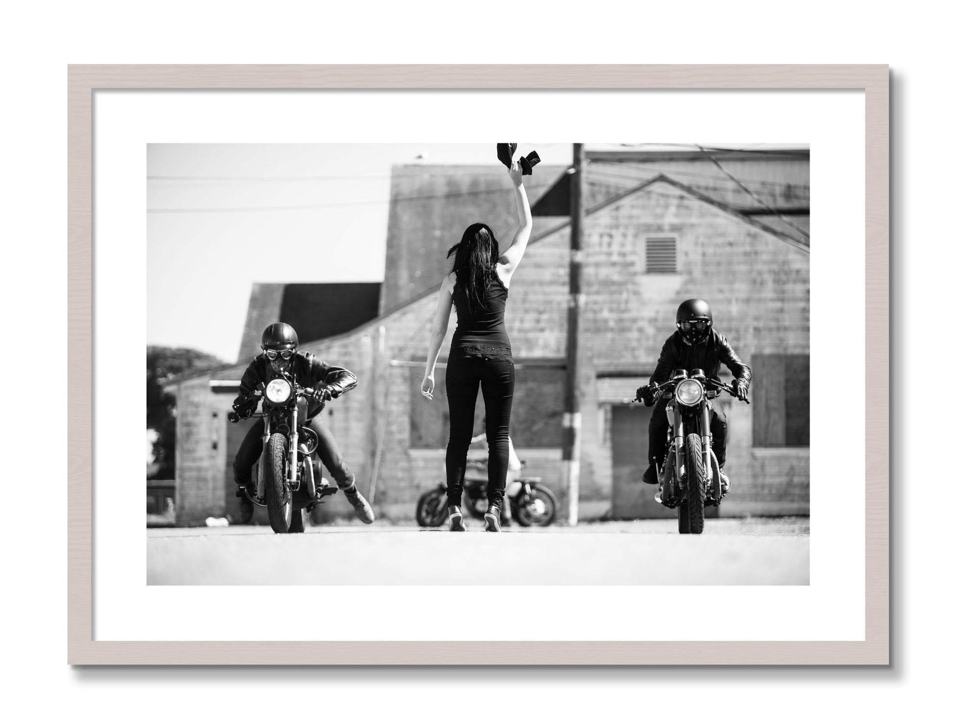 Framed photograph of On Your Mark by Dylan Ozanich, White Maple frame, Borders