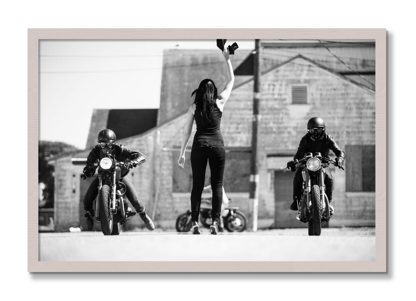 Framed photograph of On Your Mark by Dylan Ozanich, White Maple frame, Full Bleed