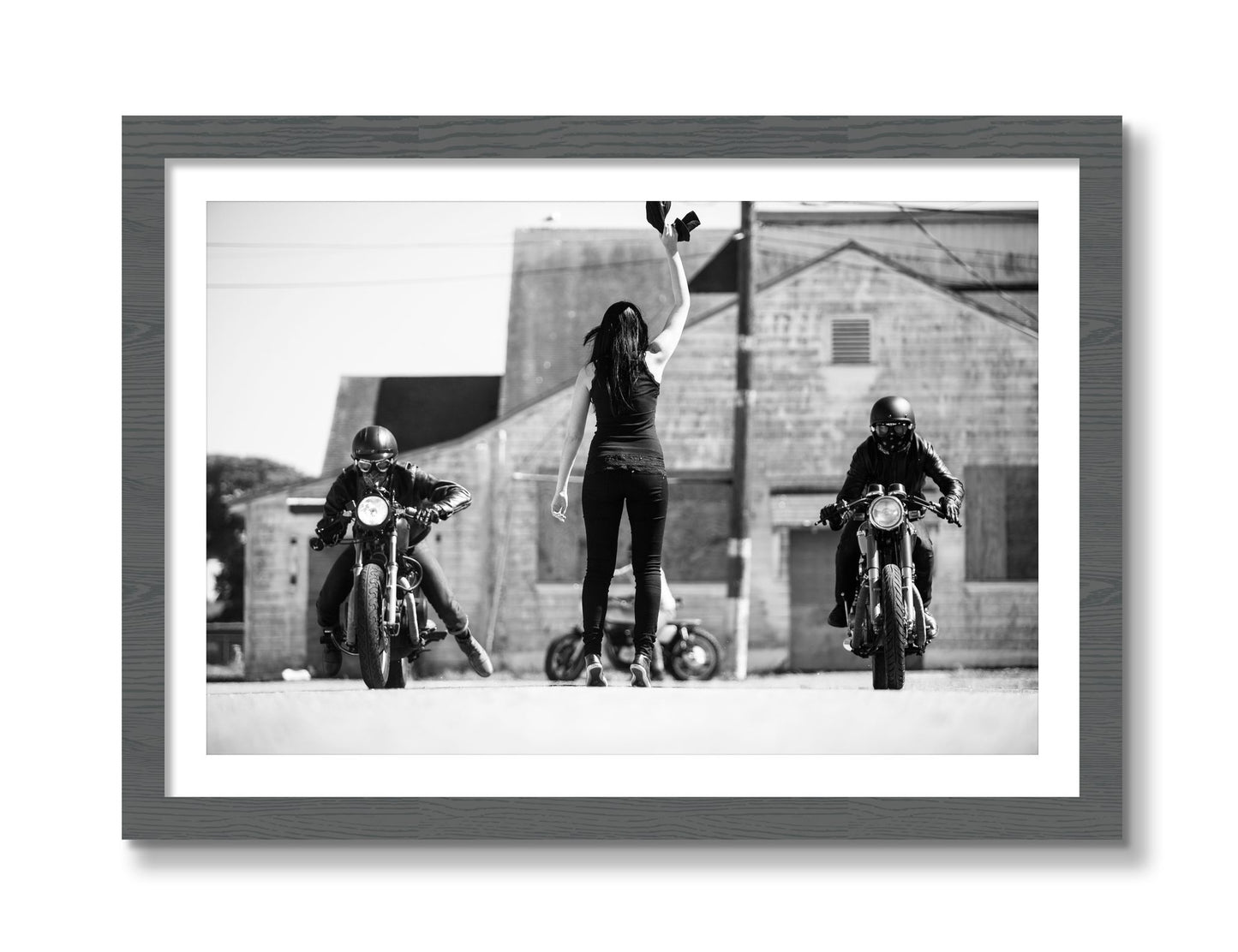 Framed photograph of On Your Mark by Dylan Ozanich, Grey frame, Borders