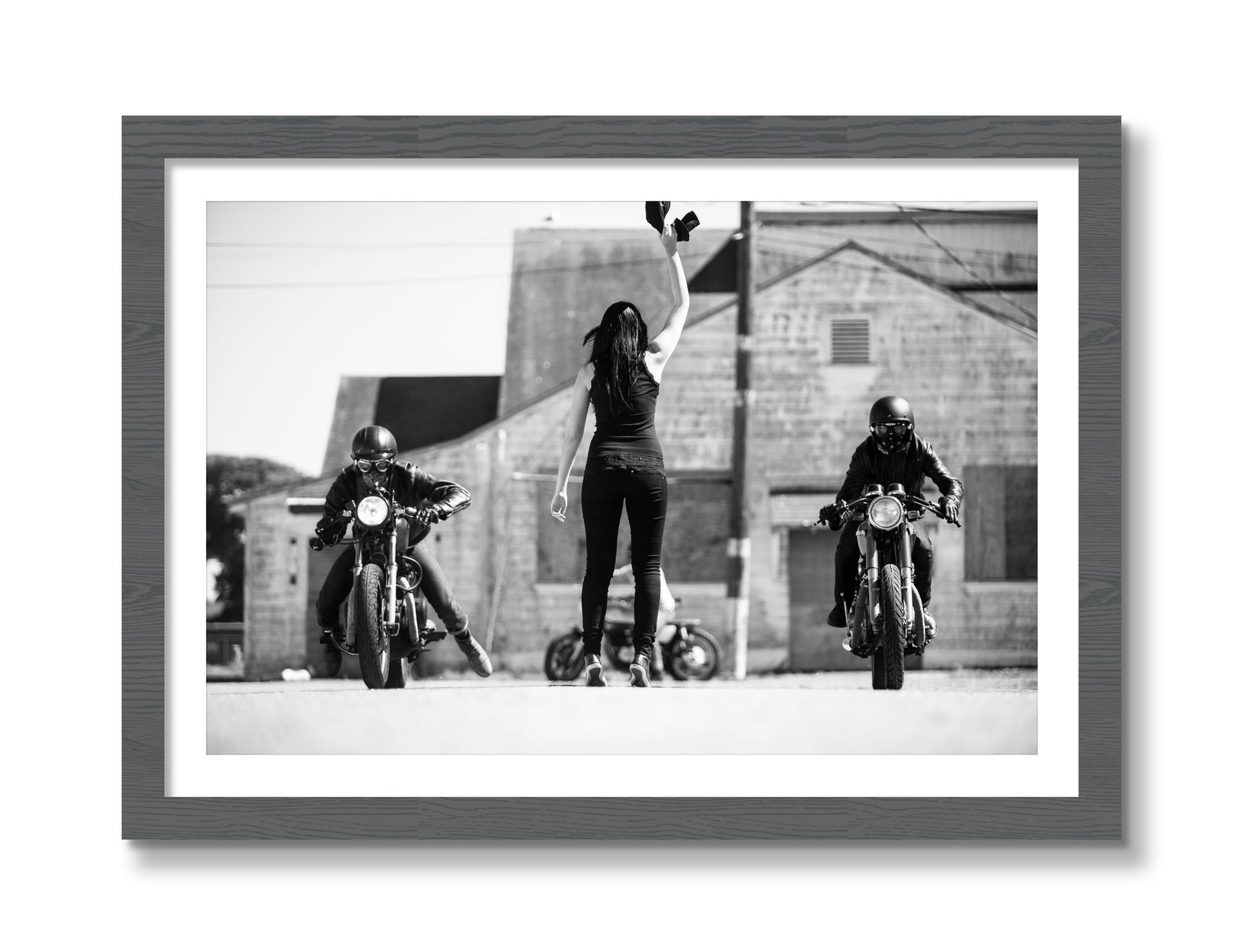 Framed photograph of On Your Mark by Dylan Ozanich, Grey frame, Borders