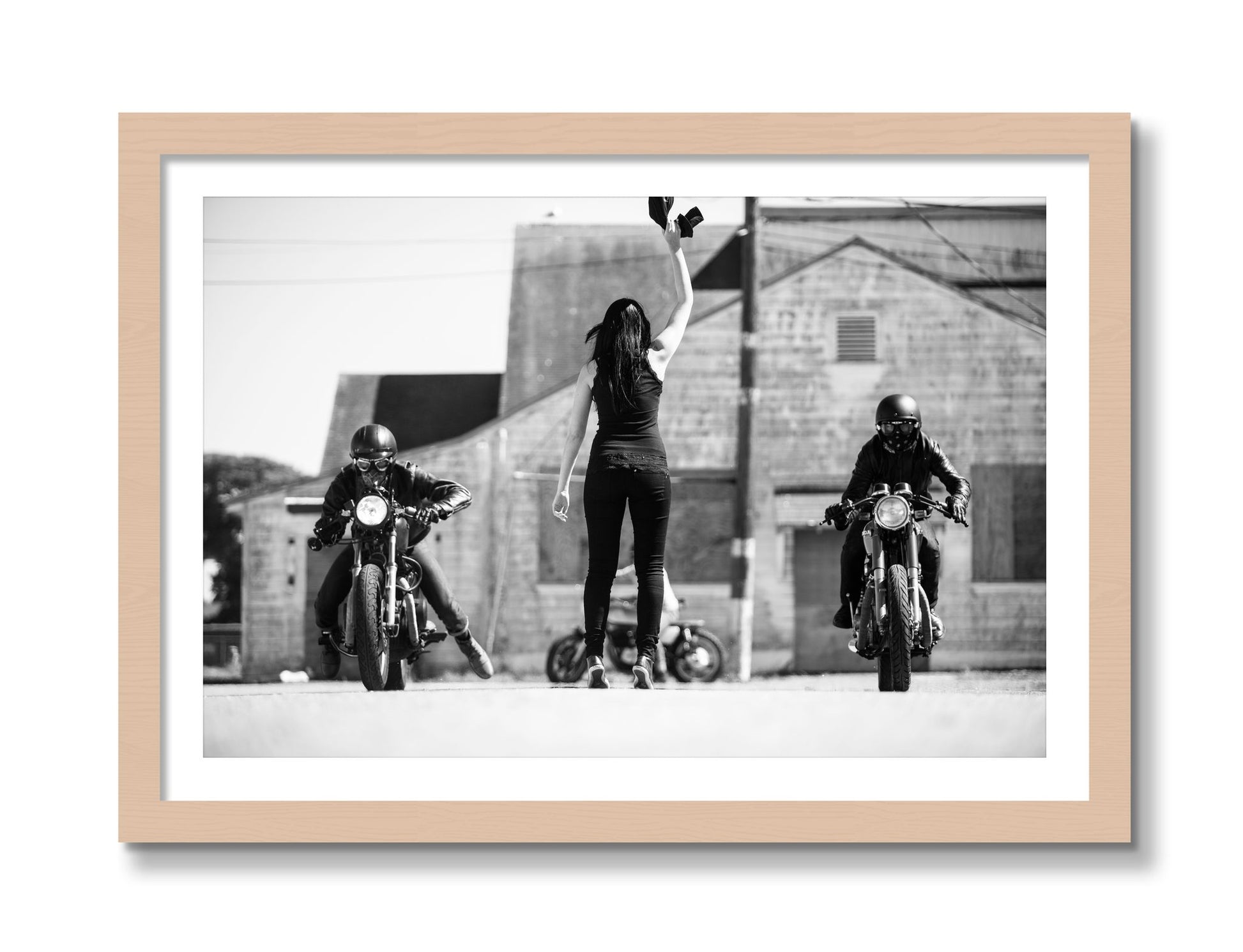 Framed photograph of On Your Mark by Dylan Ozanich, Maple frame, Borders