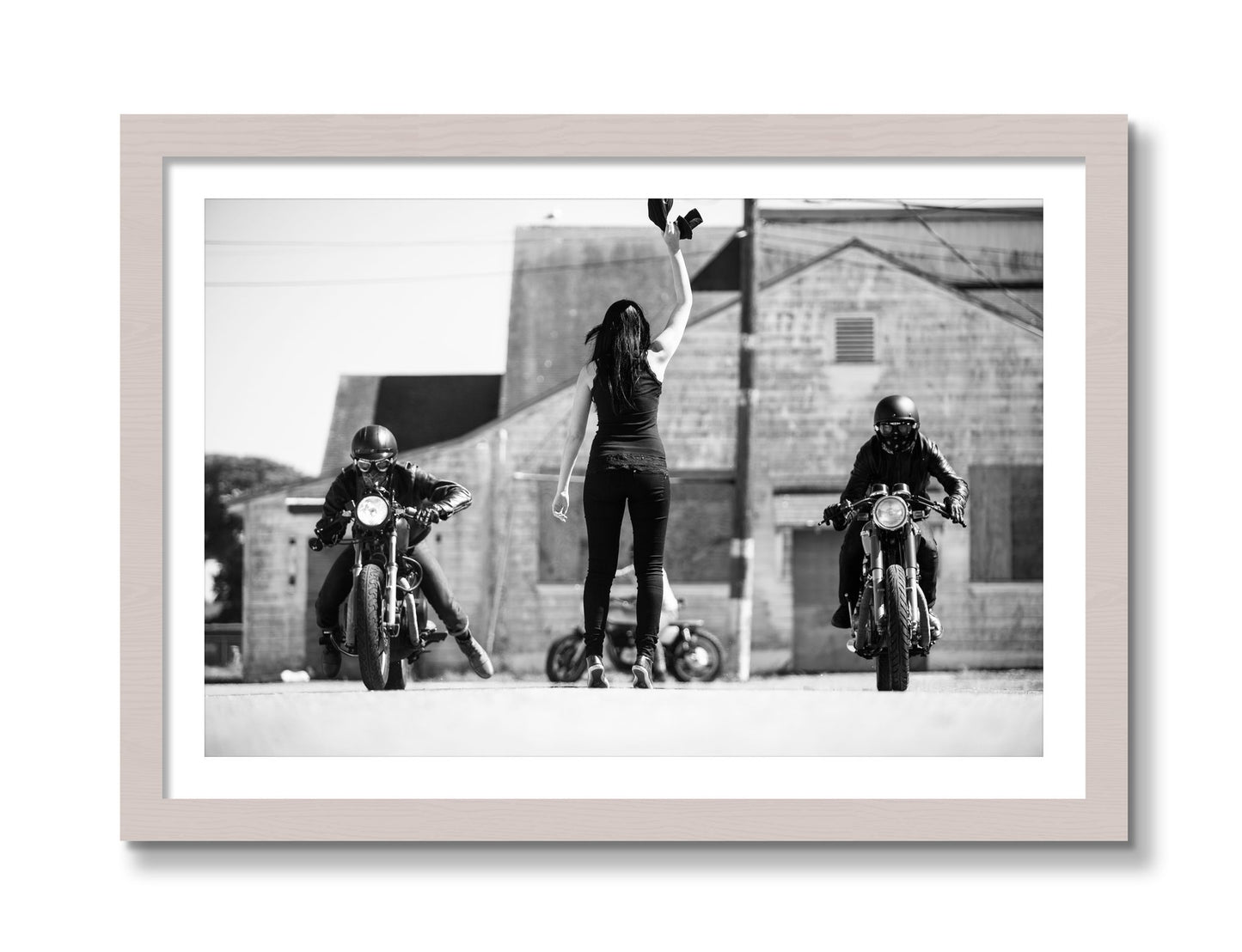 Framed photograph of On Your Mark by Dylan Ozanich, White Maple frame, Borders