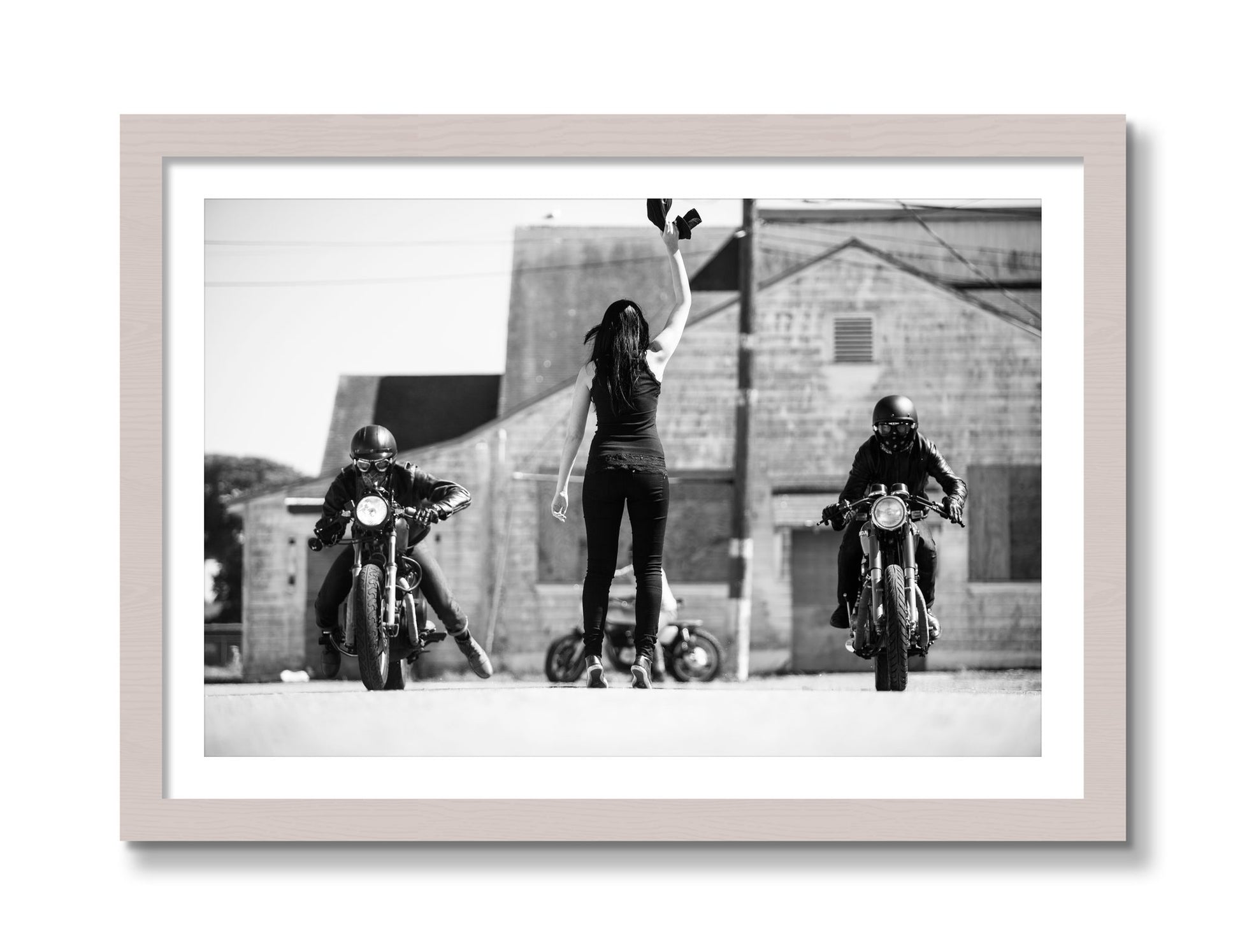 Framed photograph of On Your Mark by Dylan Ozanich, White Maple frame, Borders