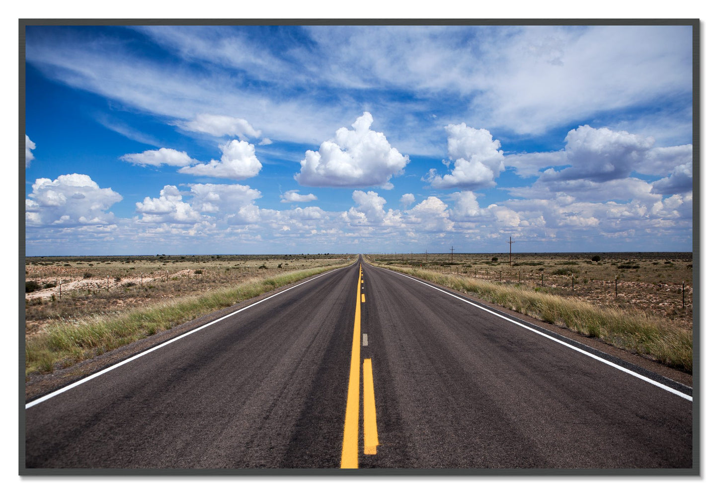 Open Road by Dylan Ozanich, 48×72 Full Bleed Print in a Grey frame