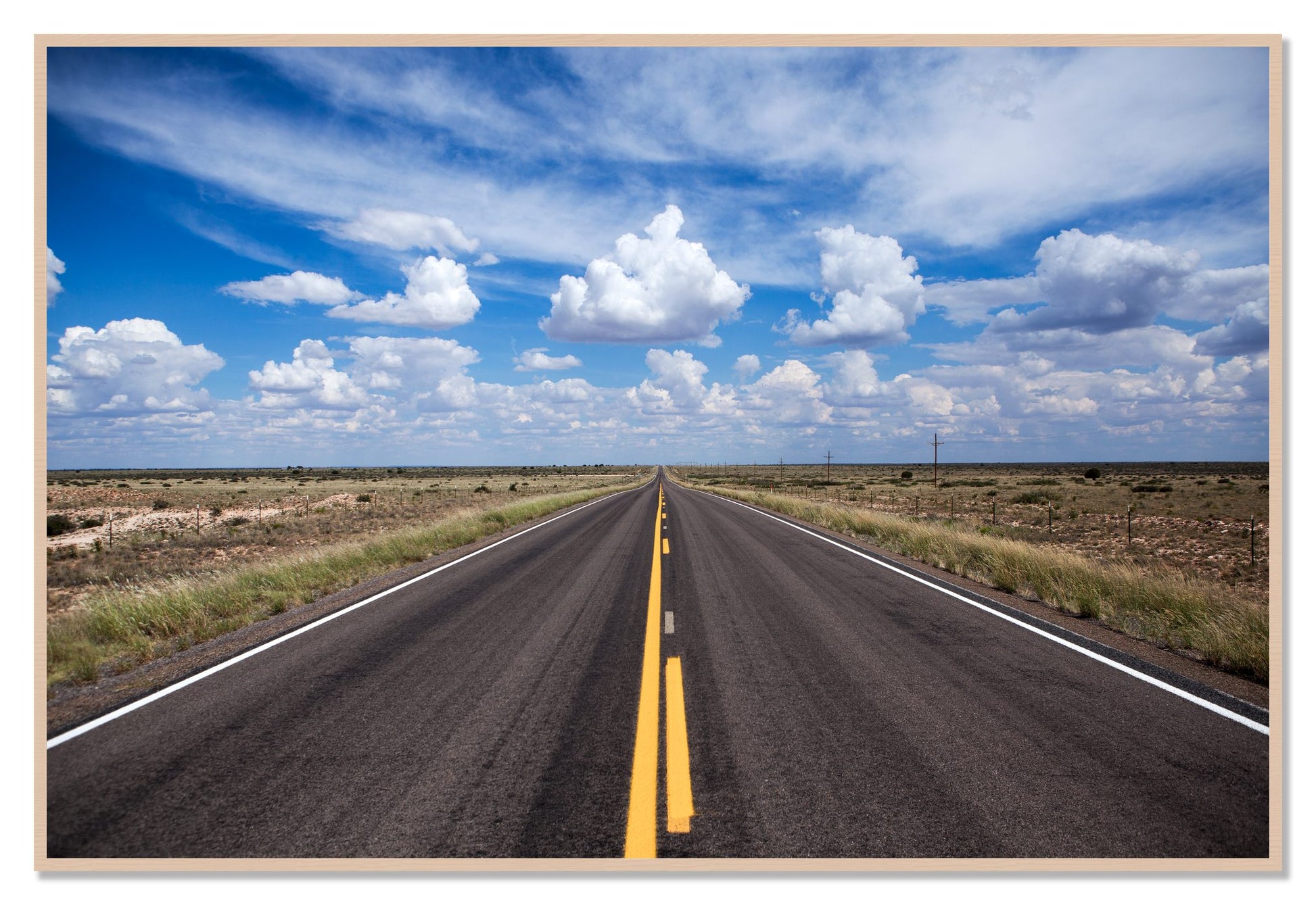 Open Road by Dylan Ozanich, 48×72 Full Bleed Print in a Maple frame
