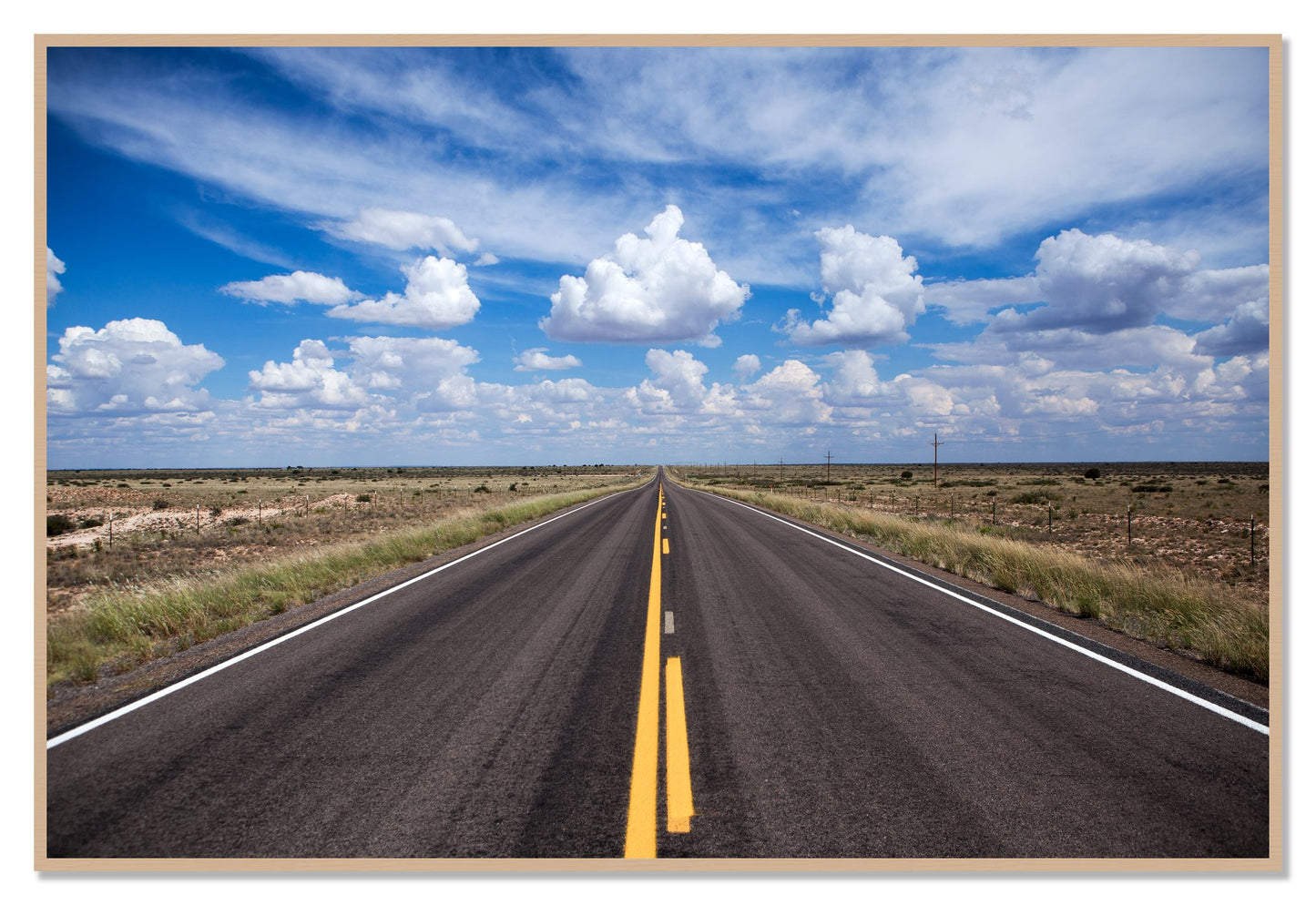 Open Road by Dylan Ozanich, 48×72 Full Bleed Print in an Oak frame