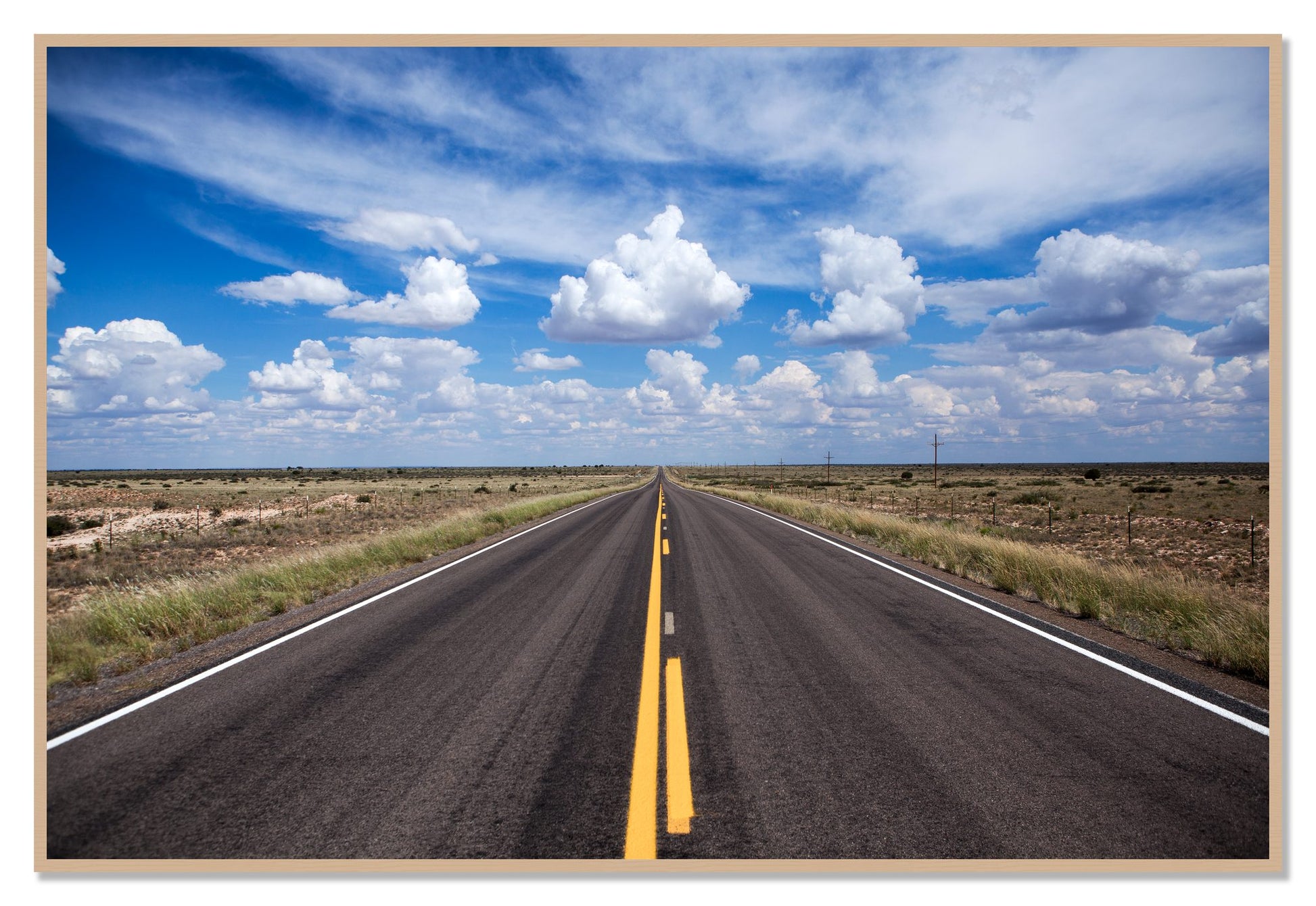 Open Road by Dylan Ozanich, 48×72 Full Bleed Print in an Oak frame