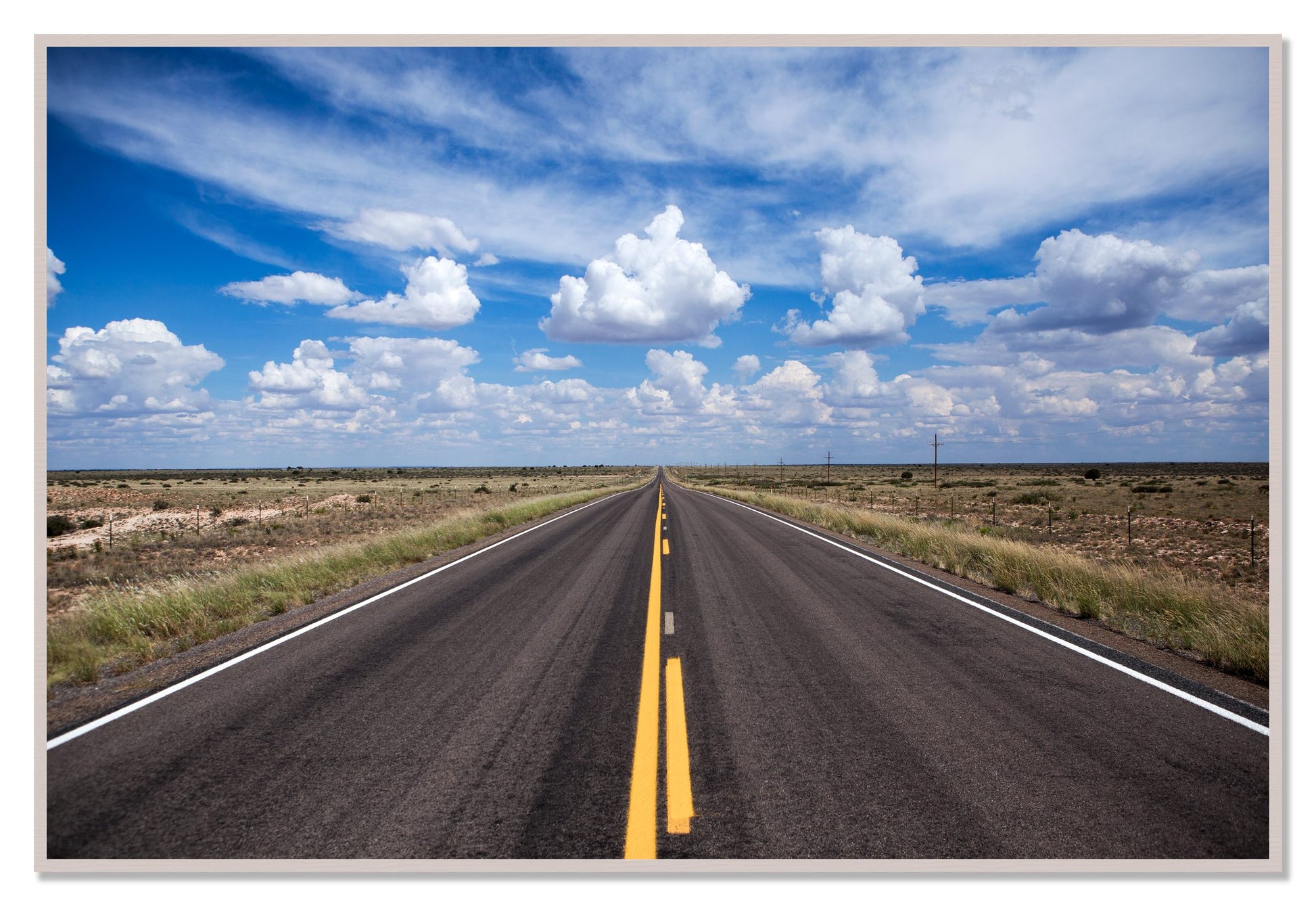 Open Road by Dylan Ozanich, 48×72 Full Bleed Print in a White Maple frame