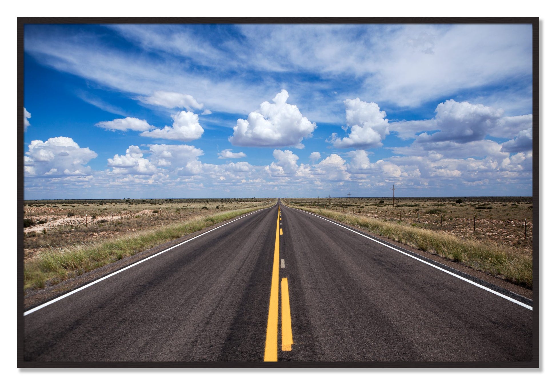 Framed photograph of Open Road by Dylan Ozanich, Black Walnut frame, Full Bleed