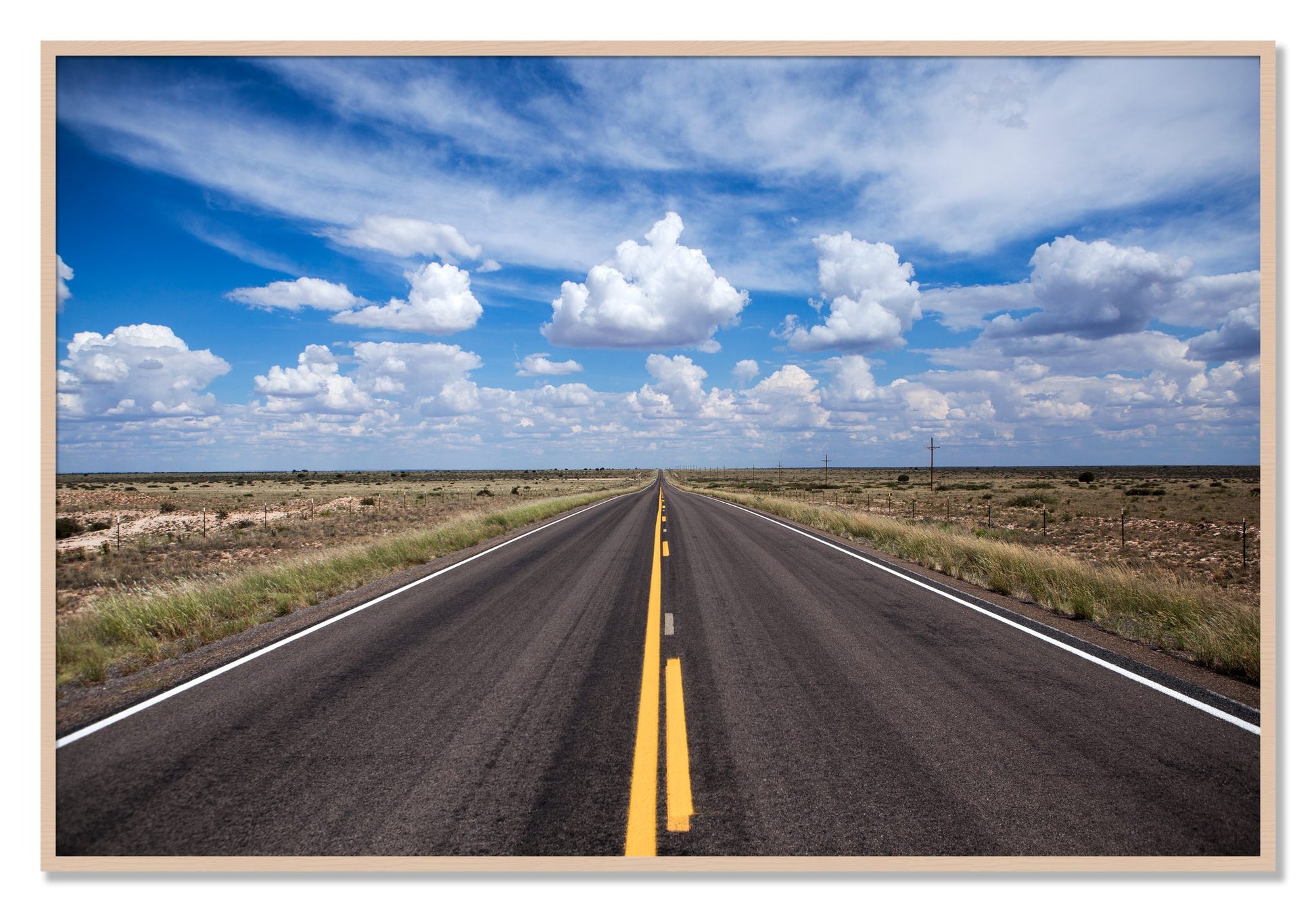 Framed photograph of Open Road by Dylan Ozanich, Maple frame, Full Bleed