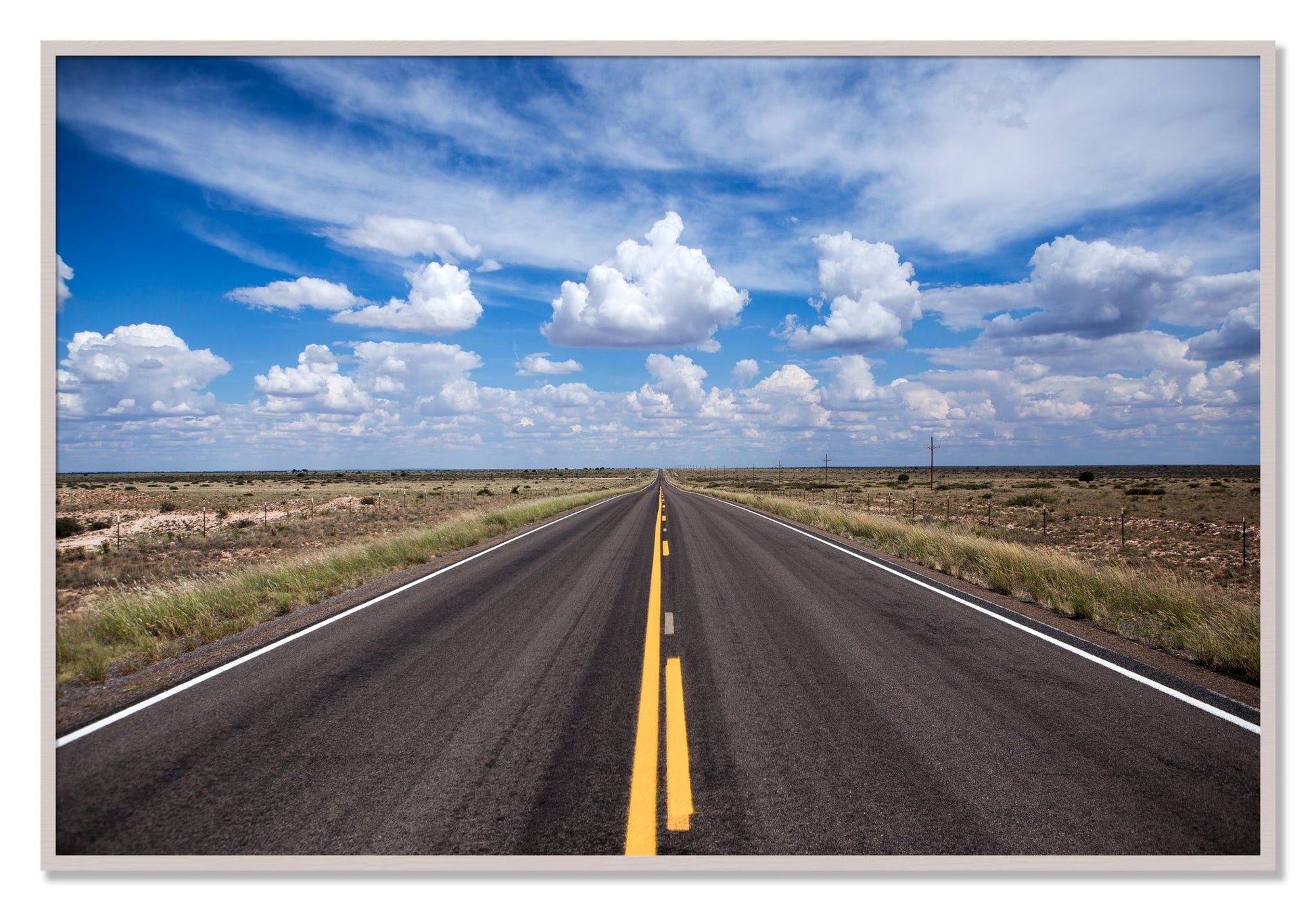 Framed photograph of Open Road by Dylan Ozanich, White Maple frame, Full Bleed