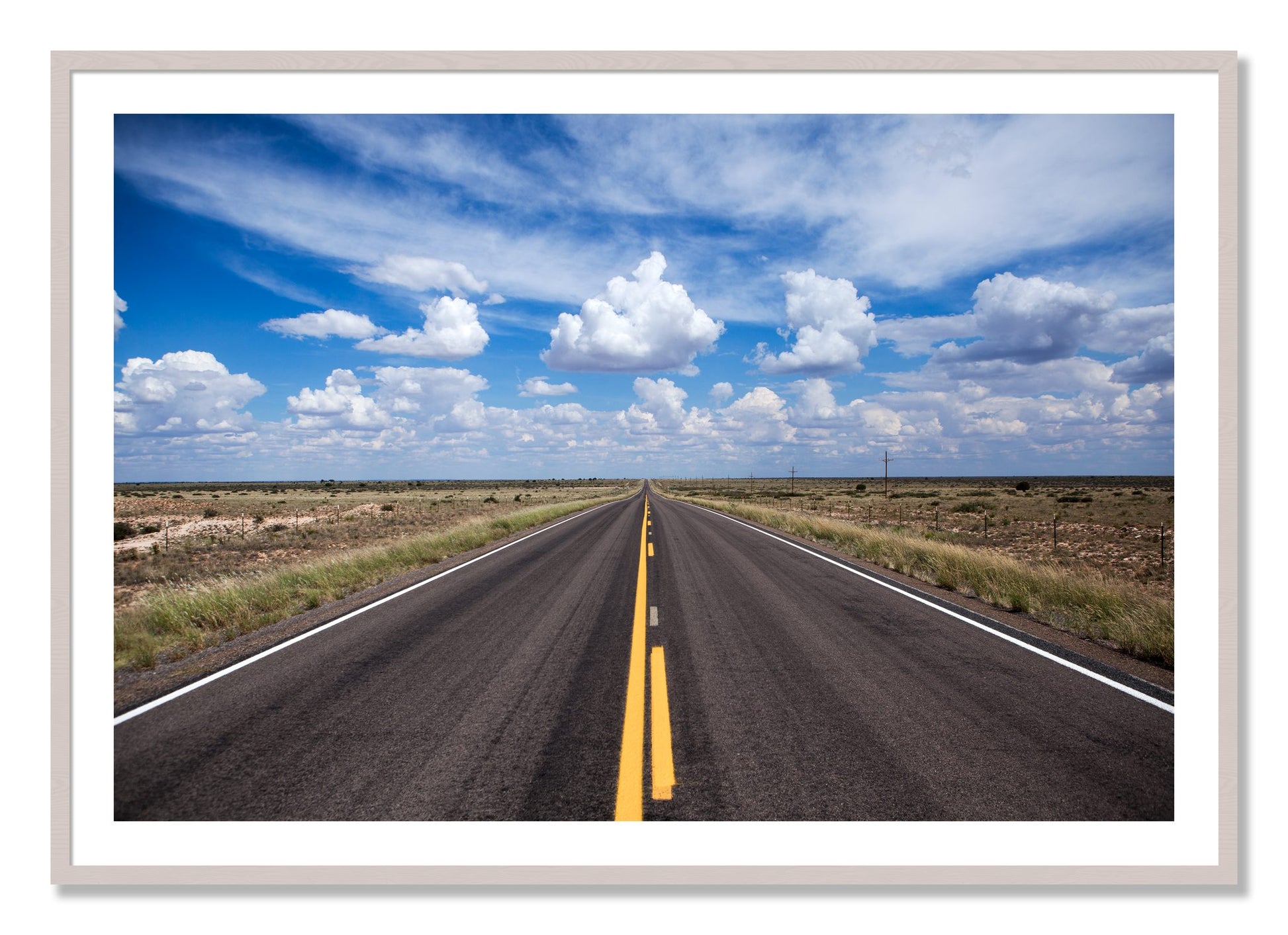 Framed photograph of Open Road by Dylan Ozanich, White Maple frame, Borders