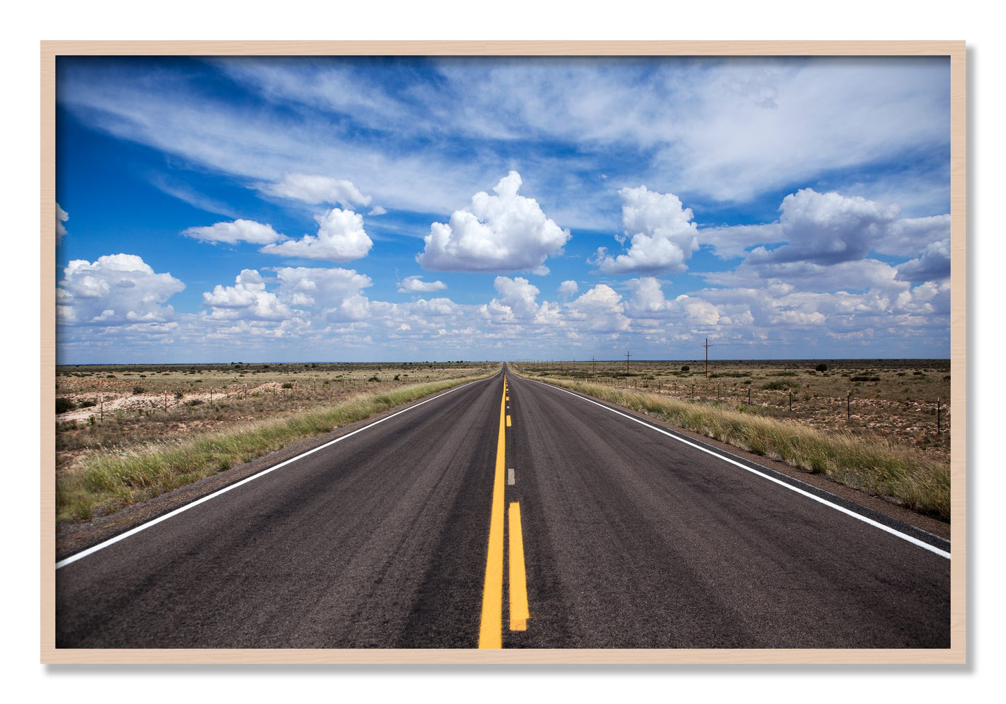 Framed photograph of Open Road by Dylan Ozanich, Maple frame, Full Bleed
