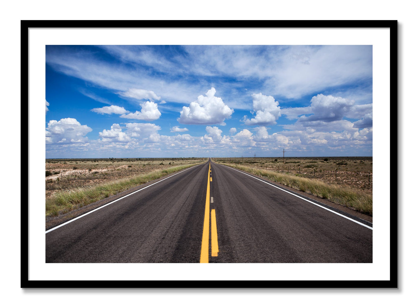 Framed photograph of Open Road by Dylan Ozanich, Black frame, Borders