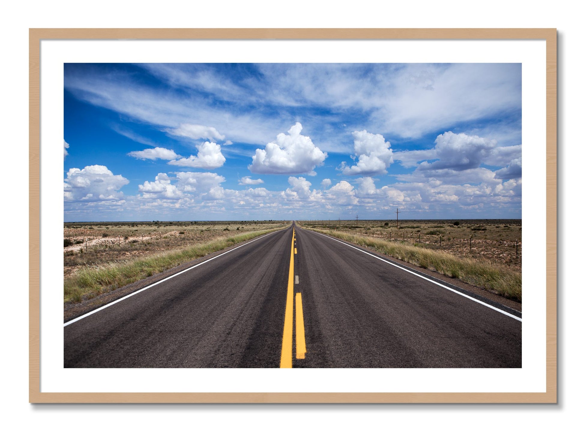 Framed photograph of Open Road by Dylan Ozanich, Oak frame, Borders
