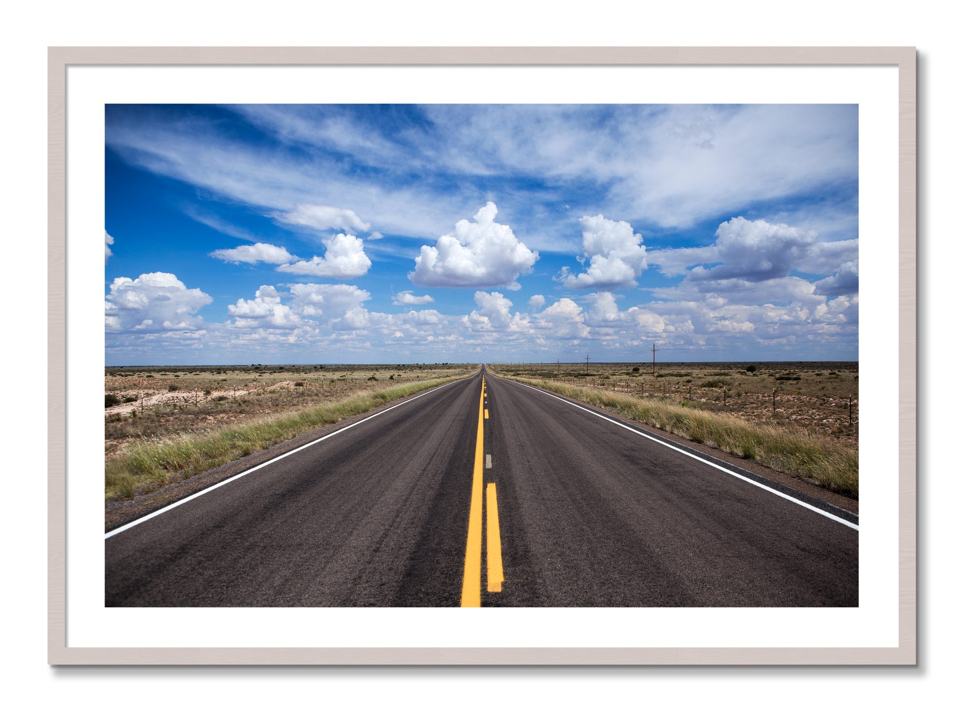 Framed photograph of Open Road by Dylan Ozanich, White Maple frame, Borders