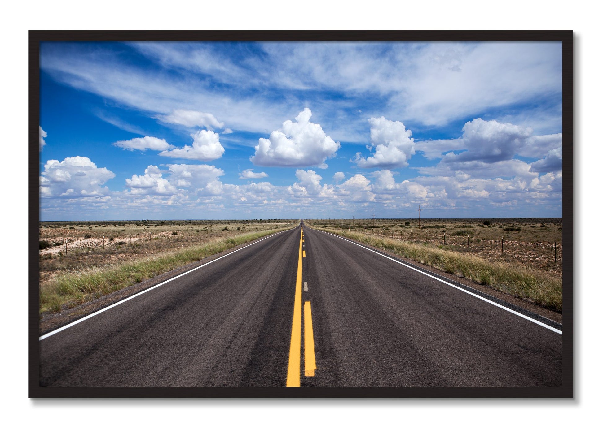 Framed photograph of Open Road by Dylan Ozanich, Black Walnut frame, Full Bleed