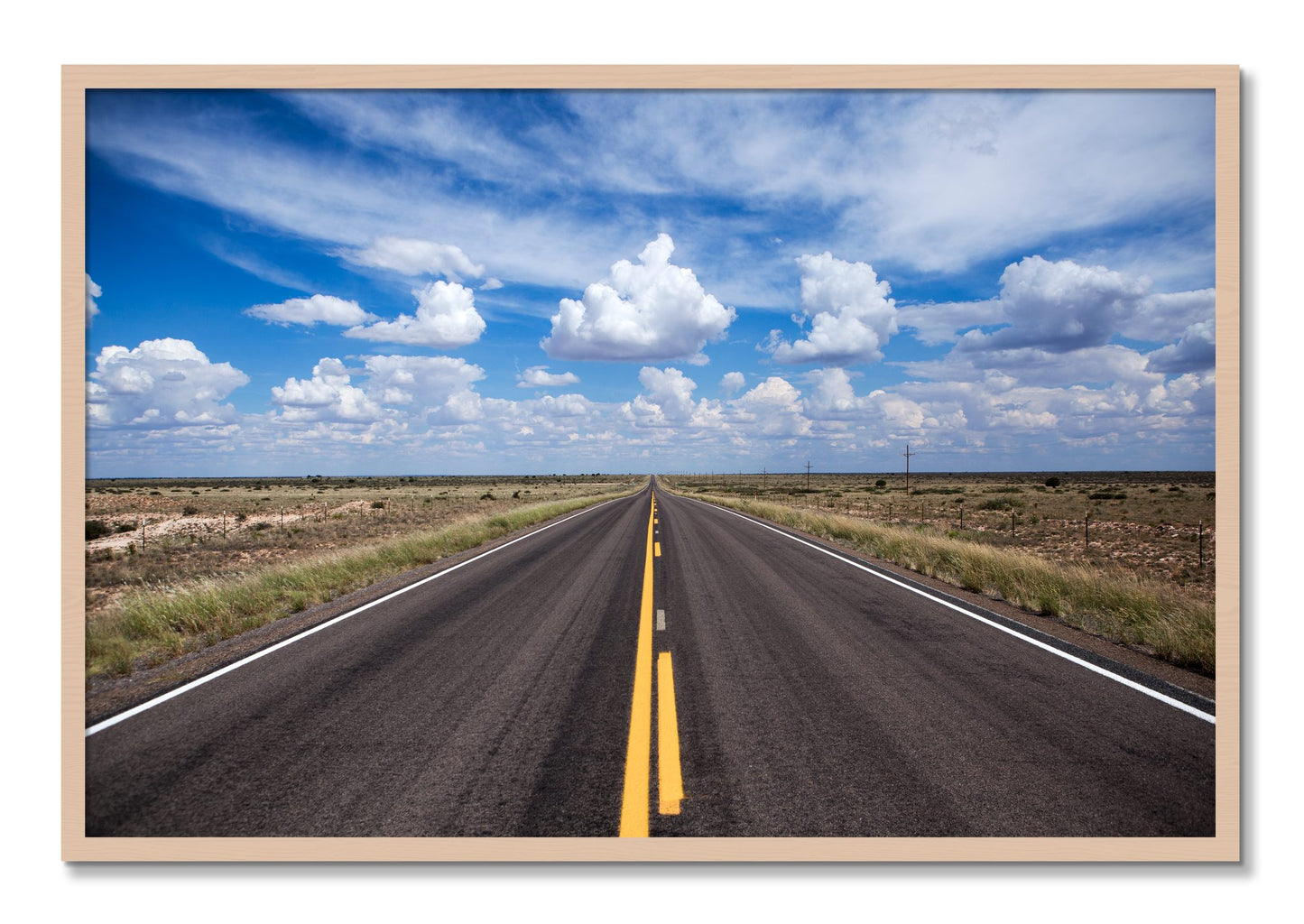 Framed photograph of Open Road by Dylan Ozanich, Maple frame, Full Bleed