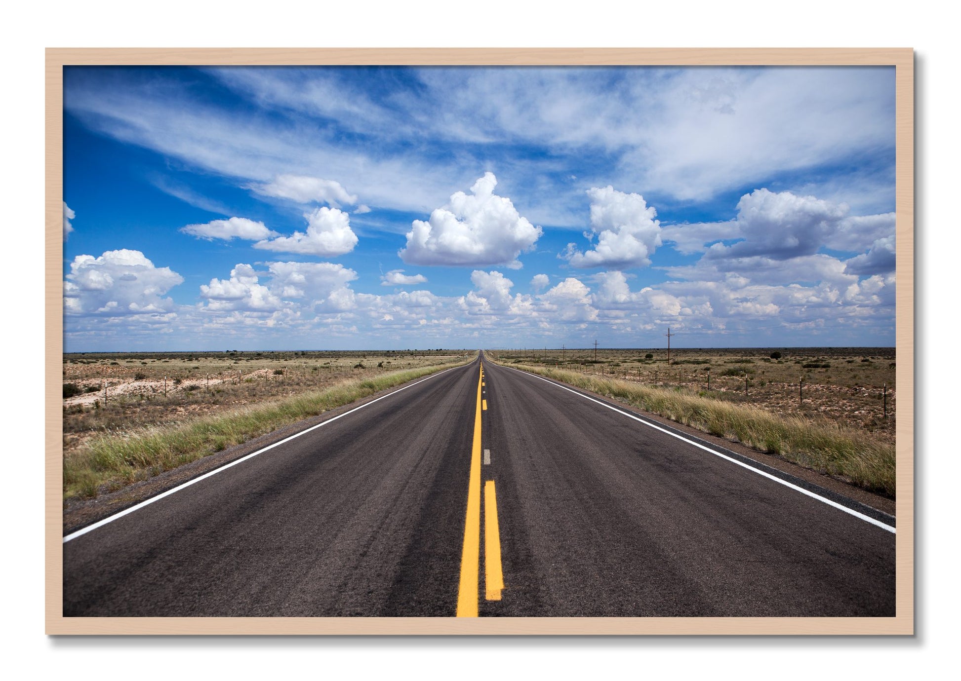 Framed photograph of Open Road by Dylan Ozanich, Maple frame, Full Bleed