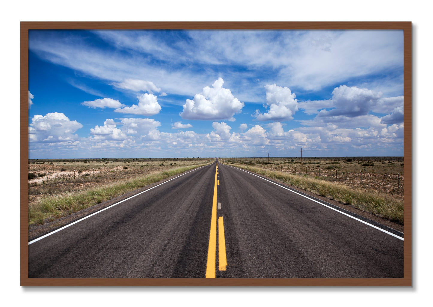 Framed photograph of Open Road by Dylan Ozanich, Walnut frame, Full Bleed