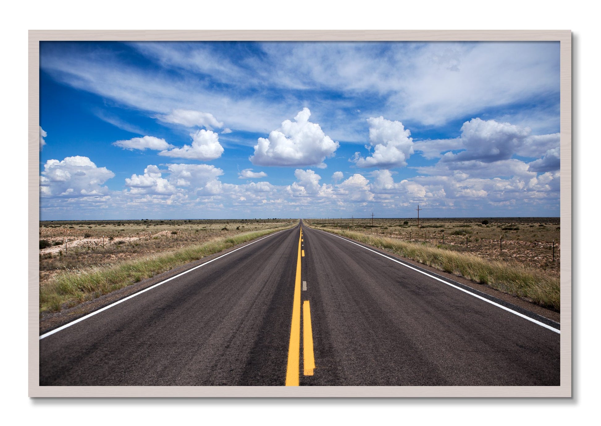 Framed photograph of Open Road by Dylan Ozanich, White Maple frame, Full Bleed