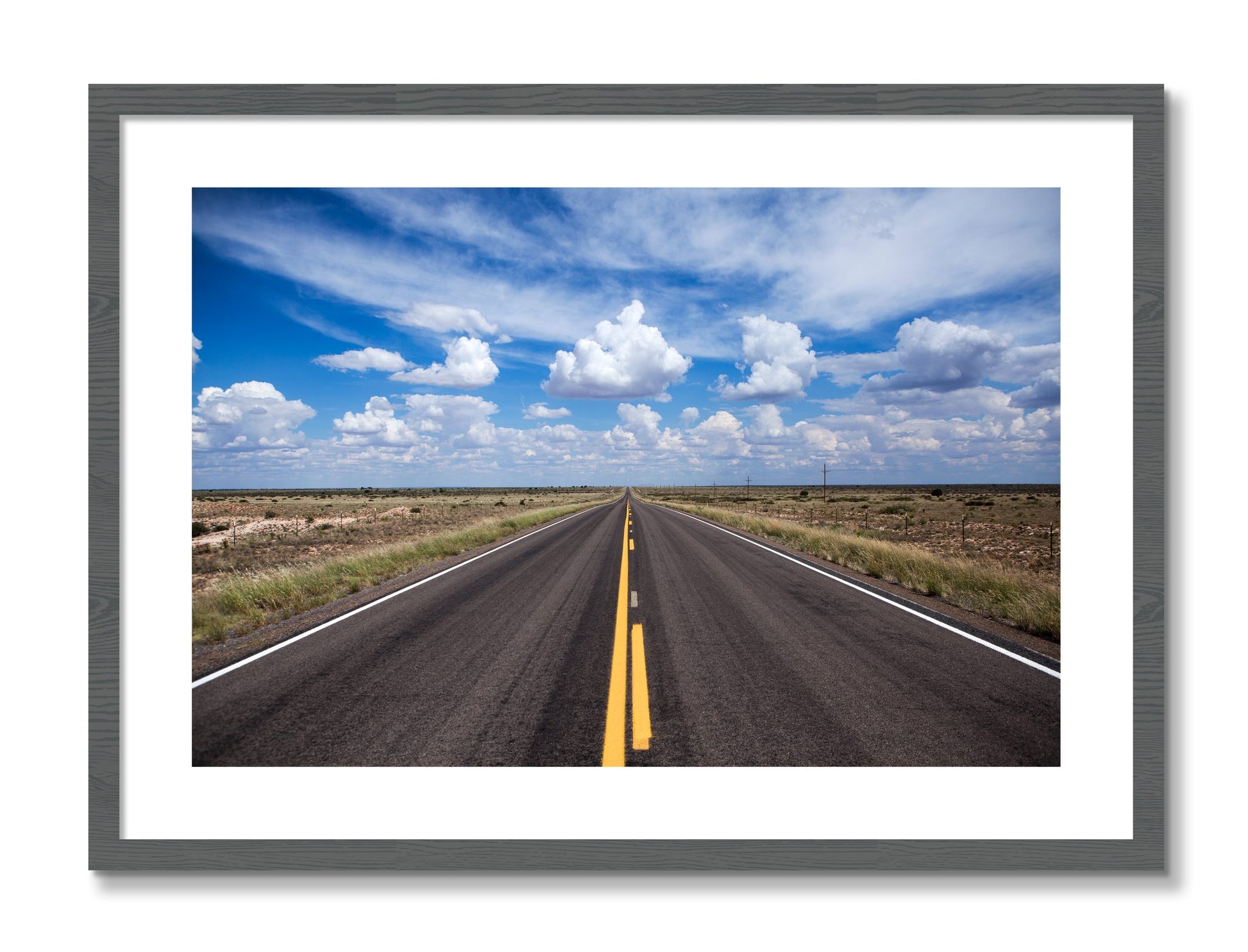 Framed photograph of Open Road by Dylan Ozanich, Grey frame, Borders