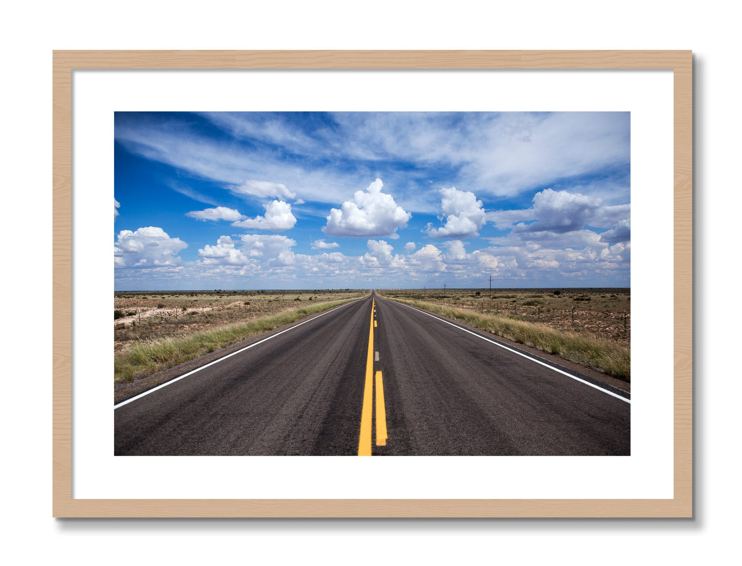 Framed photograph of Open Road by Dylan Ozanich, Oak frame, Borders