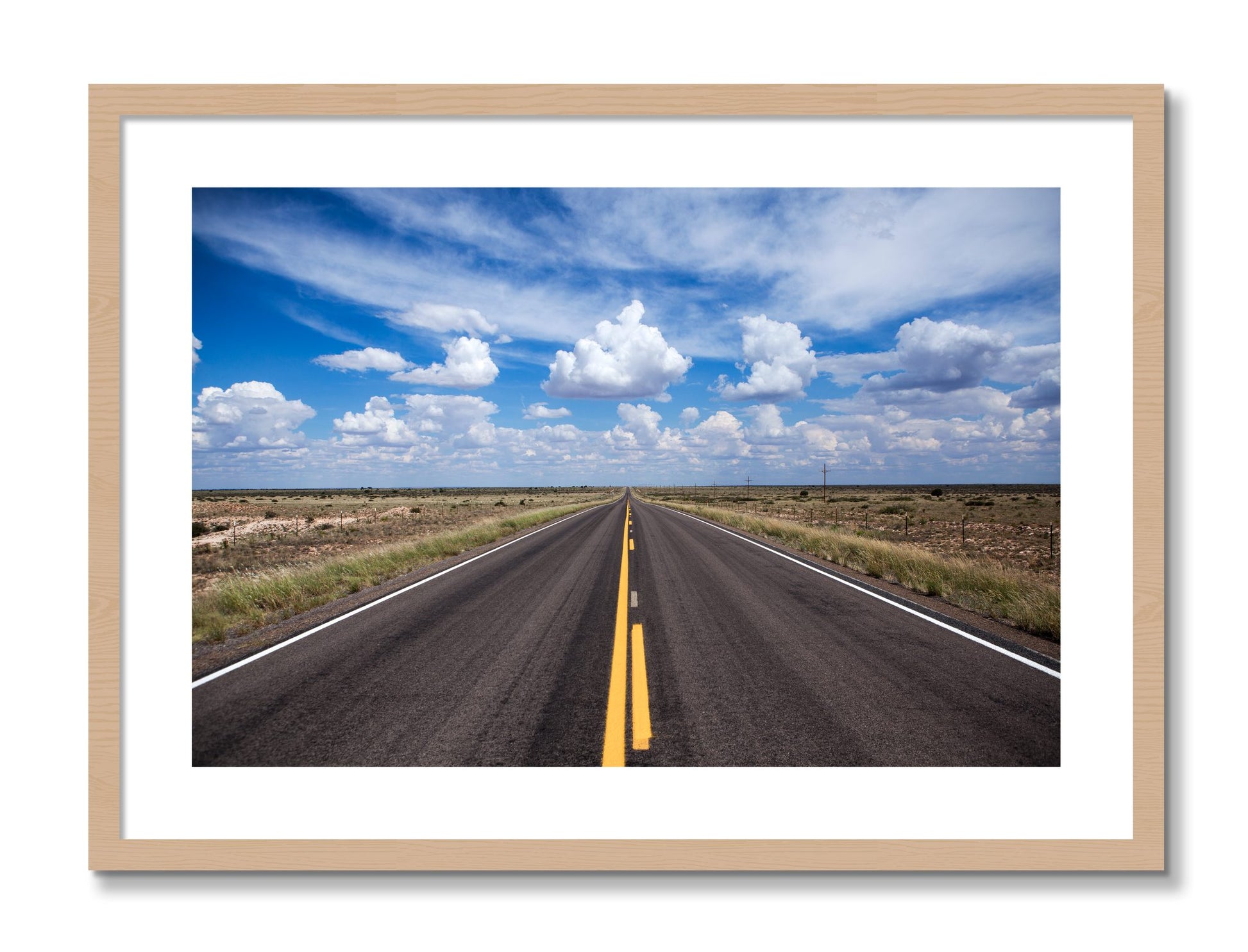 Framed photograph of Open Road by Dylan Ozanich, Oak frame, Borders