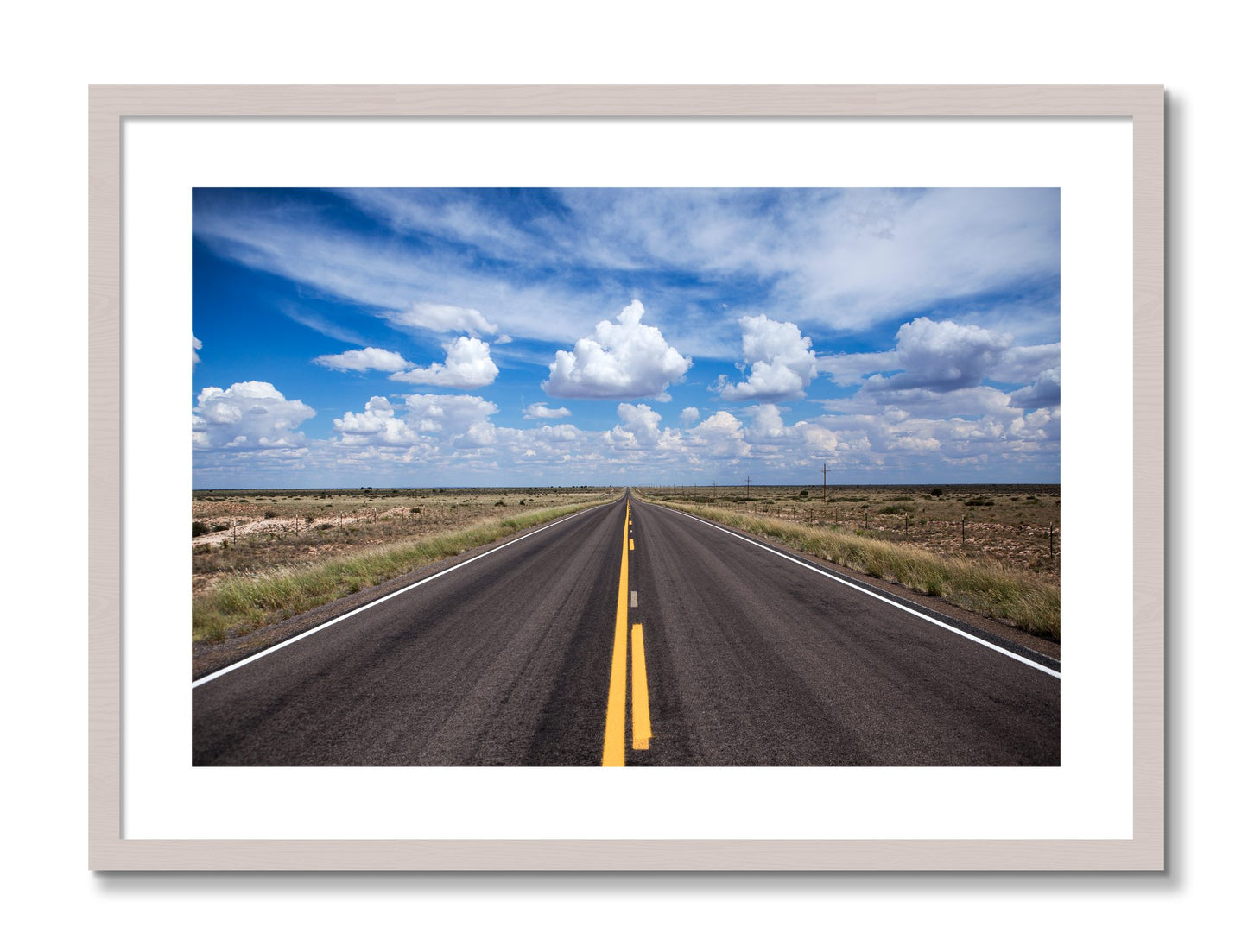 Framed photograph of Open Road by Dylan Ozanich, White Maple frame, Borders