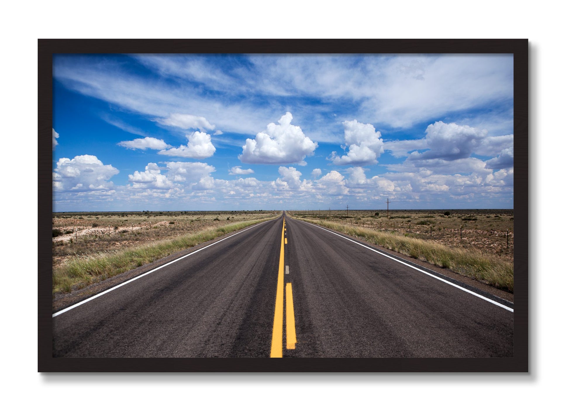 Framed photograph of Open Road by Dylan Ozanich, Black Walnut frame, Full Bleed