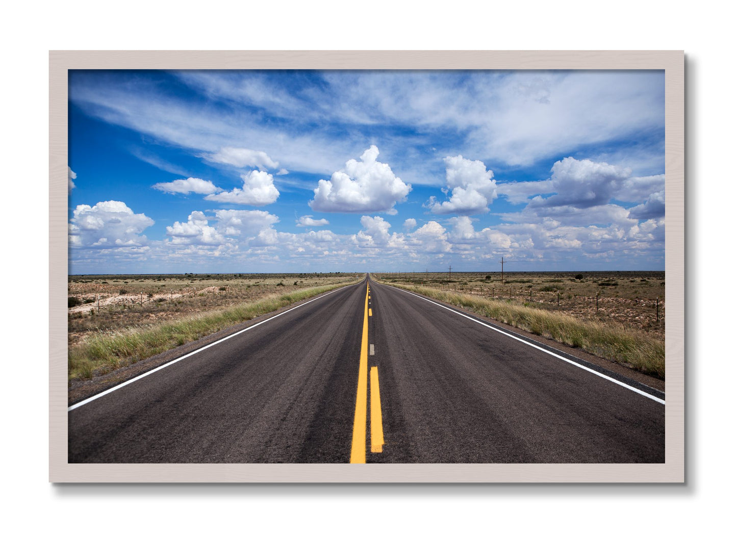 Framed photograph of Open Road by Dylan Ozanich, White Maple frame, Full Bleed