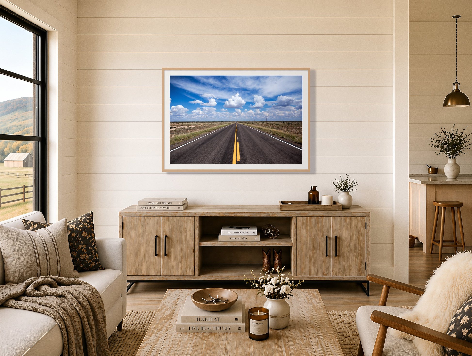 Framed photograph of Open Road by Dylan Ozanich displayed on a wall