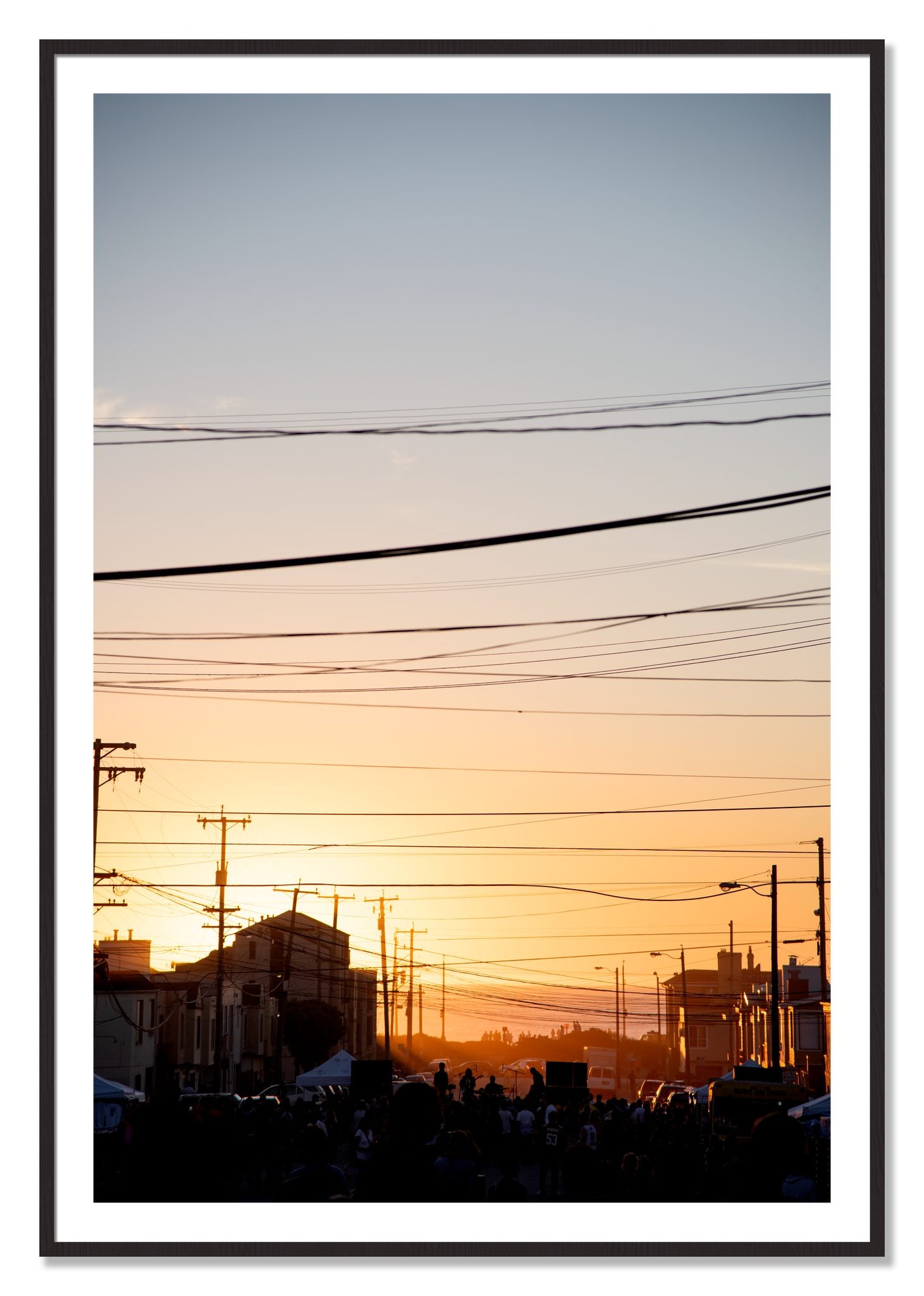 Framed photograph of Outer Sunset San Francisco by Dylan Ozanich, Black Walnut frame, Borders