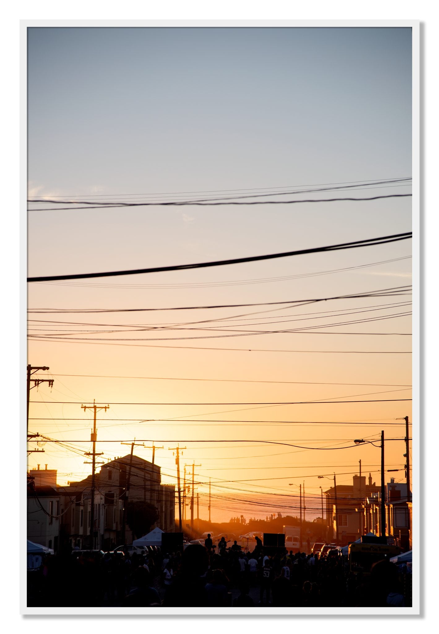 Framed photograph of Outer Sunset San Francisco by Dylan Ozanich, White frame, Full Bleed