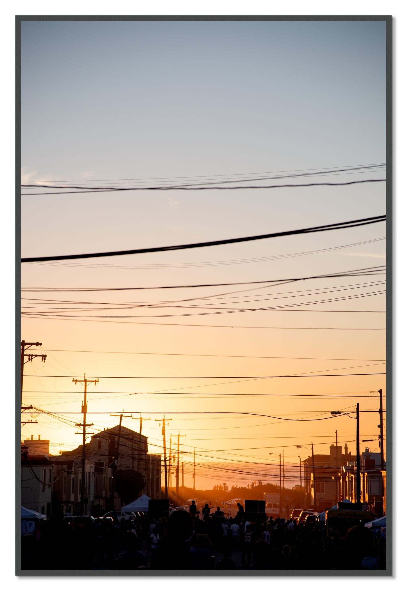 Framed photograph of Outer Sunset San Francisco by Dylan Ozanich, Grey frame, Full Bleed