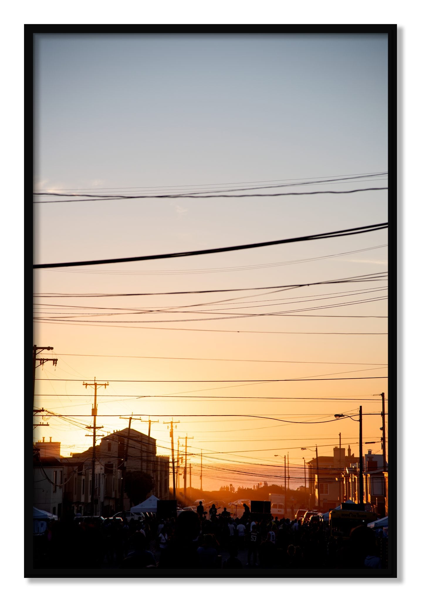 Framed photograph of Outer Sunset San Francisco by Dylan Ozanich, Black frame, Full Bleed