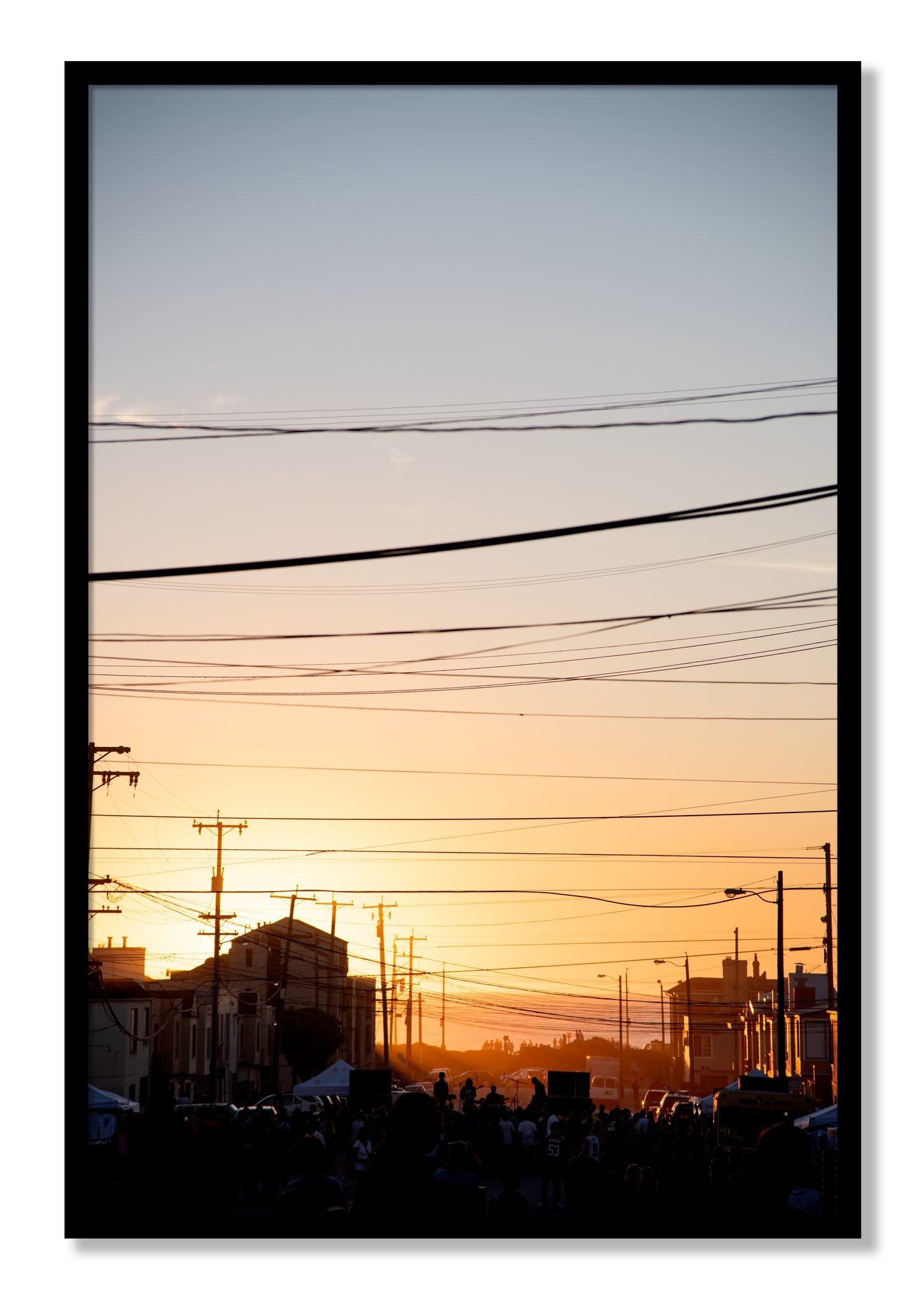 Framed photograph of Outer Sunset San Francisco by Dylan Ozanich, Black frame, Full Bleed