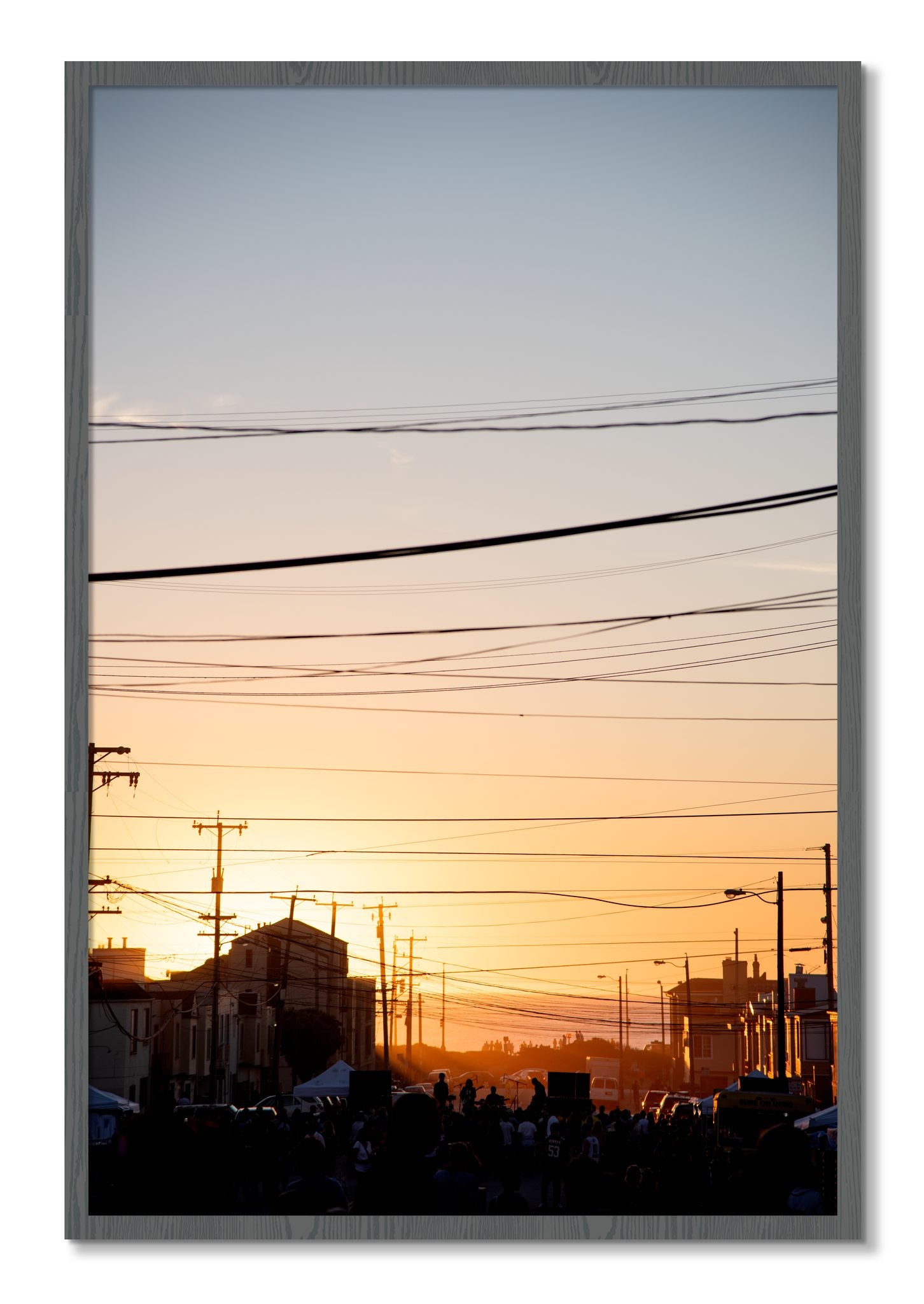 Framed photograph of Outer Sunset San Francisco by Dylan Ozanich, Grey frame, Full Bleed