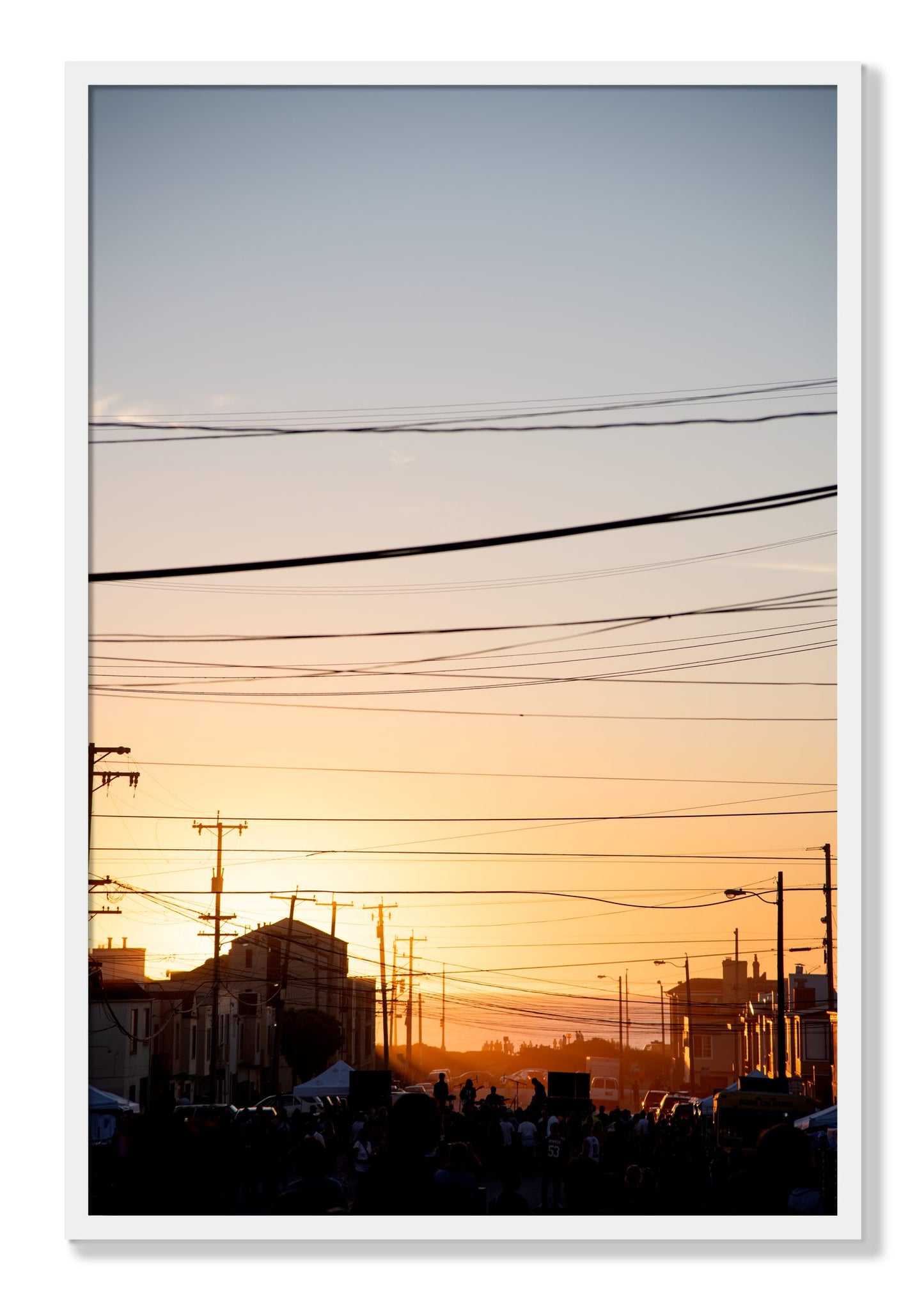 Framed photograph of Outer Sunset San Francisco by Dylan Ozanich, White frame, Full Bleed