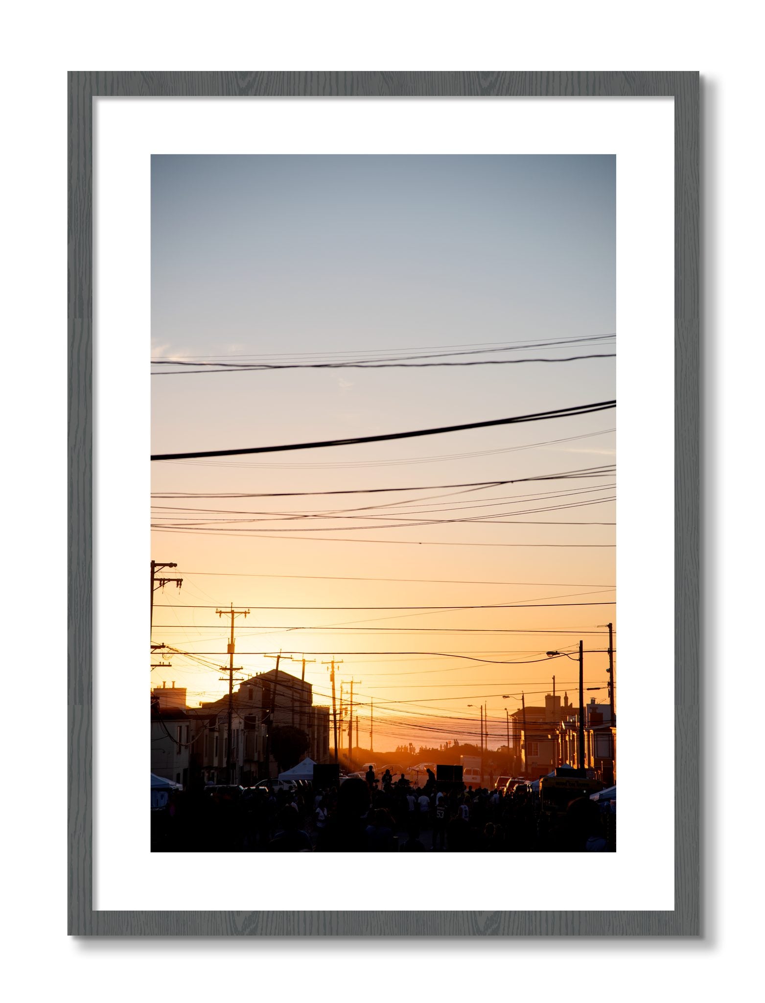 Framed photograph of Outer Sunset San Francisco by Dylan Ozanich, Grey frame, Borders