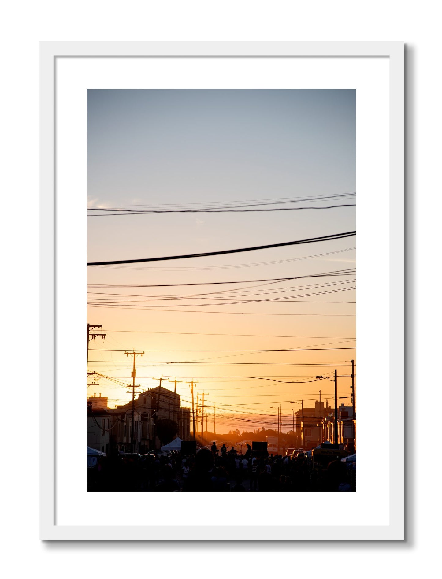 Framed photograph of Outer Sunset San Francisco by Dylan Ozanich, White frame, Borders