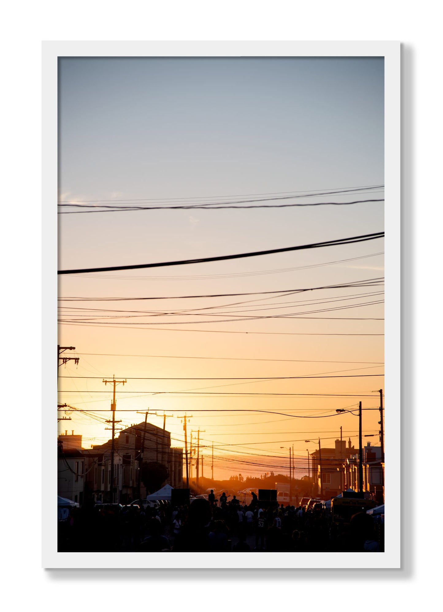 Framed photograph of Outer Sunset San Francisco by Dylan Ozanich, White frame, Full Bleed
