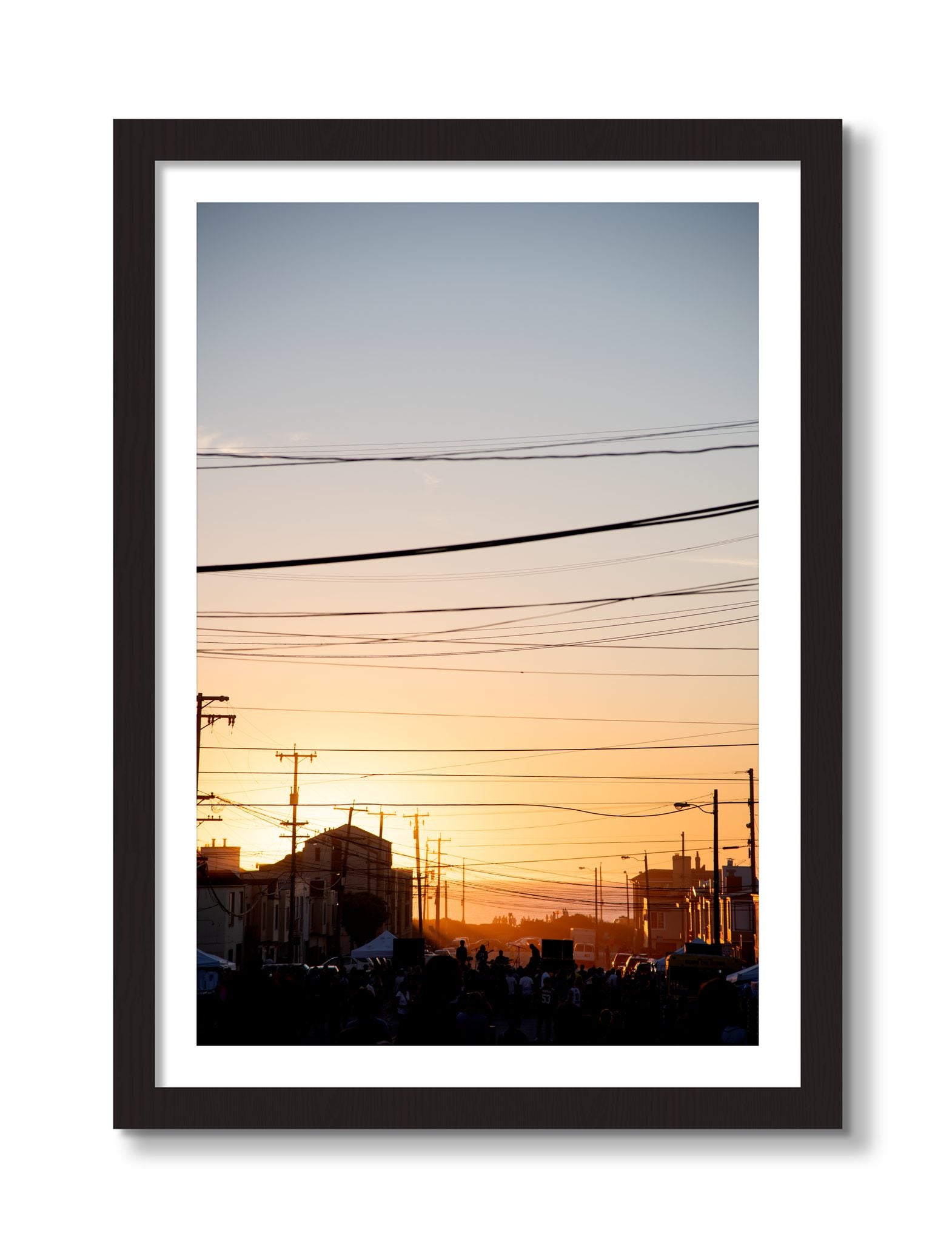 Framed photograph of Outer Sunset San Francisco by Dylan Ozanich, Black Walnut frame, Borders