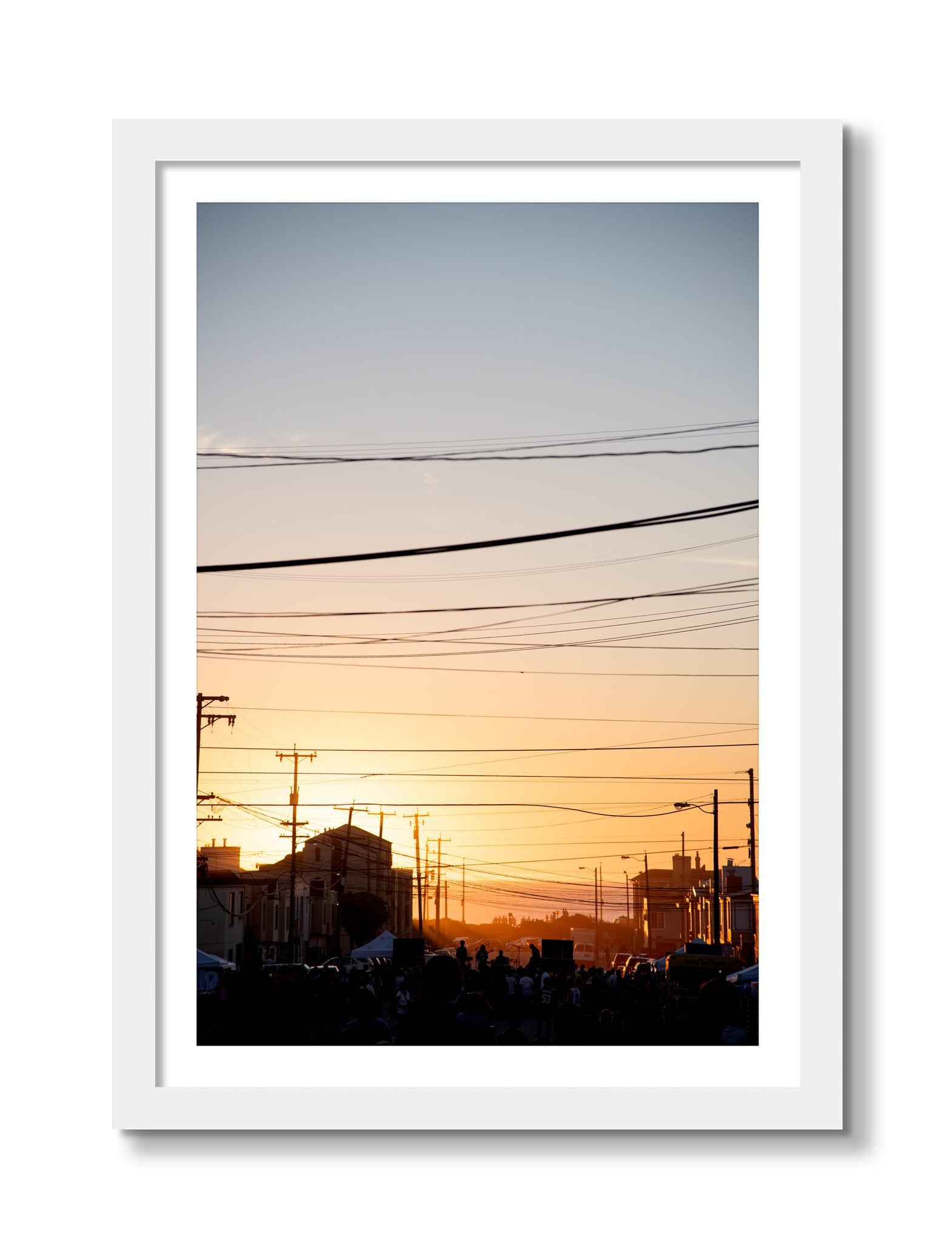 Framed photograph of Outer Sunset San Francisco by Dylan Ozanich, White frame, Borders