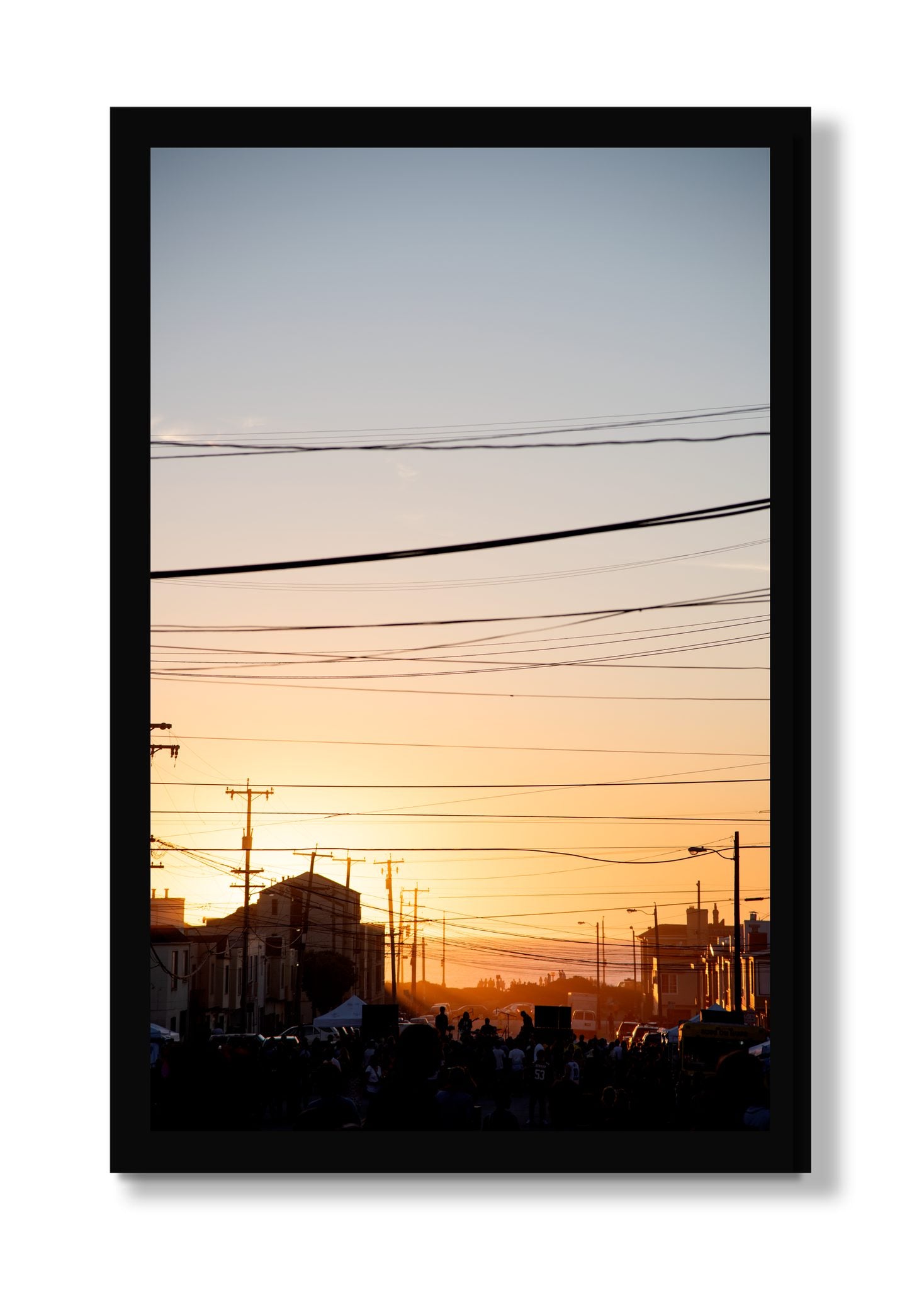 Framed photograph of Outer Sunset San Francisco by Dylan Ozanich, Black frame, Full Bleed