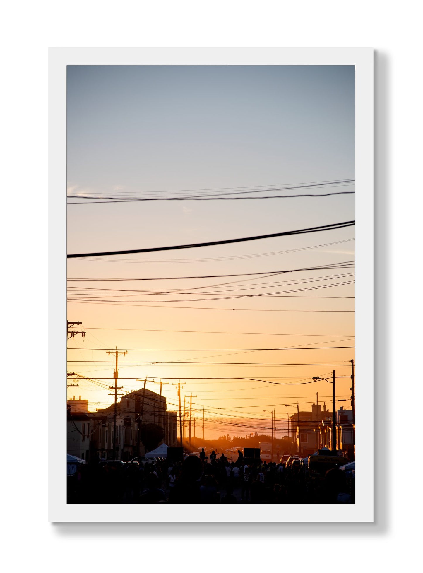 Framed photograph of Outer Sunset San Francisco by Dylan Ozanich, White frame, Full Bleed